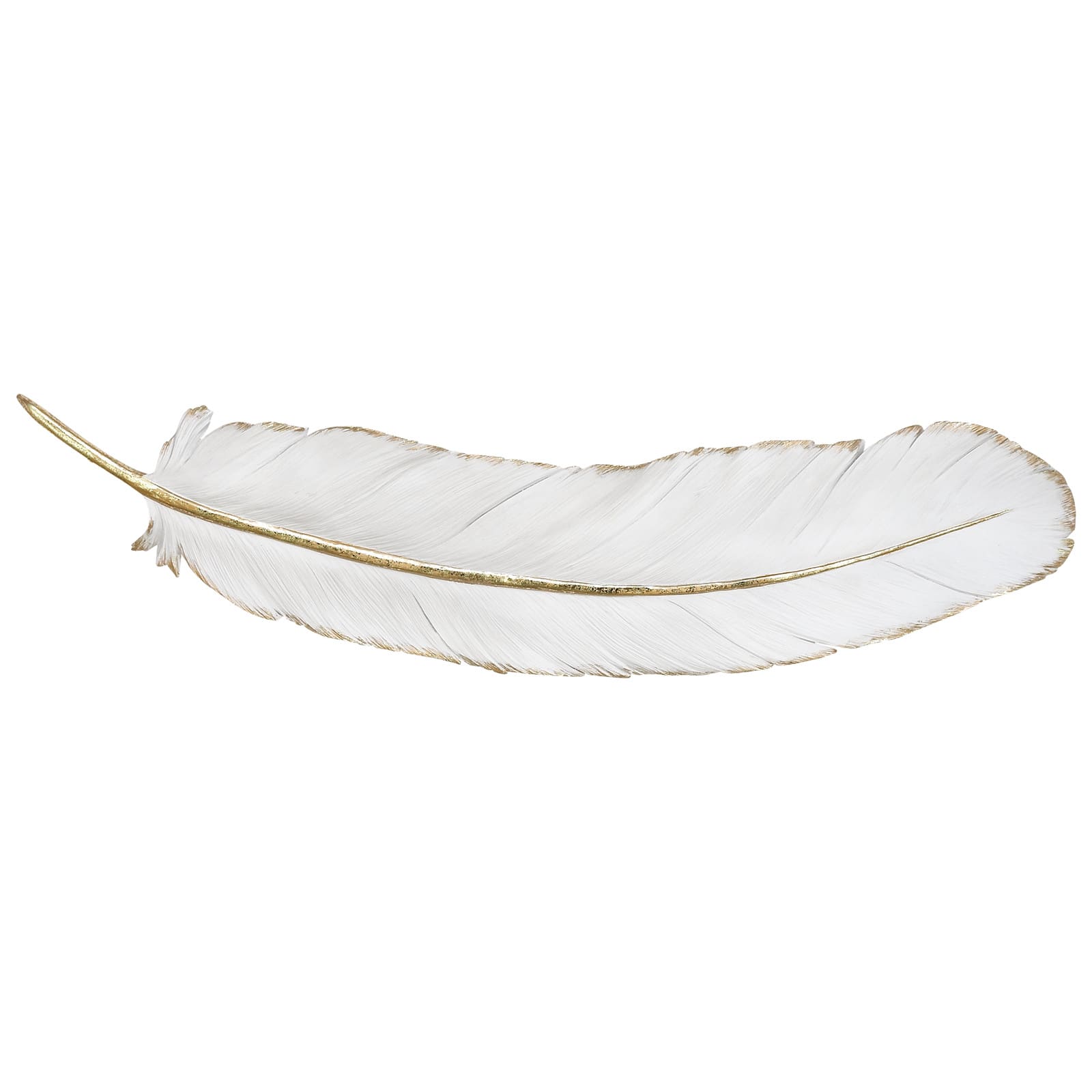 CosmoLiving by Cosmopolitan White Polystone Feather Wall D&#xE9;cor