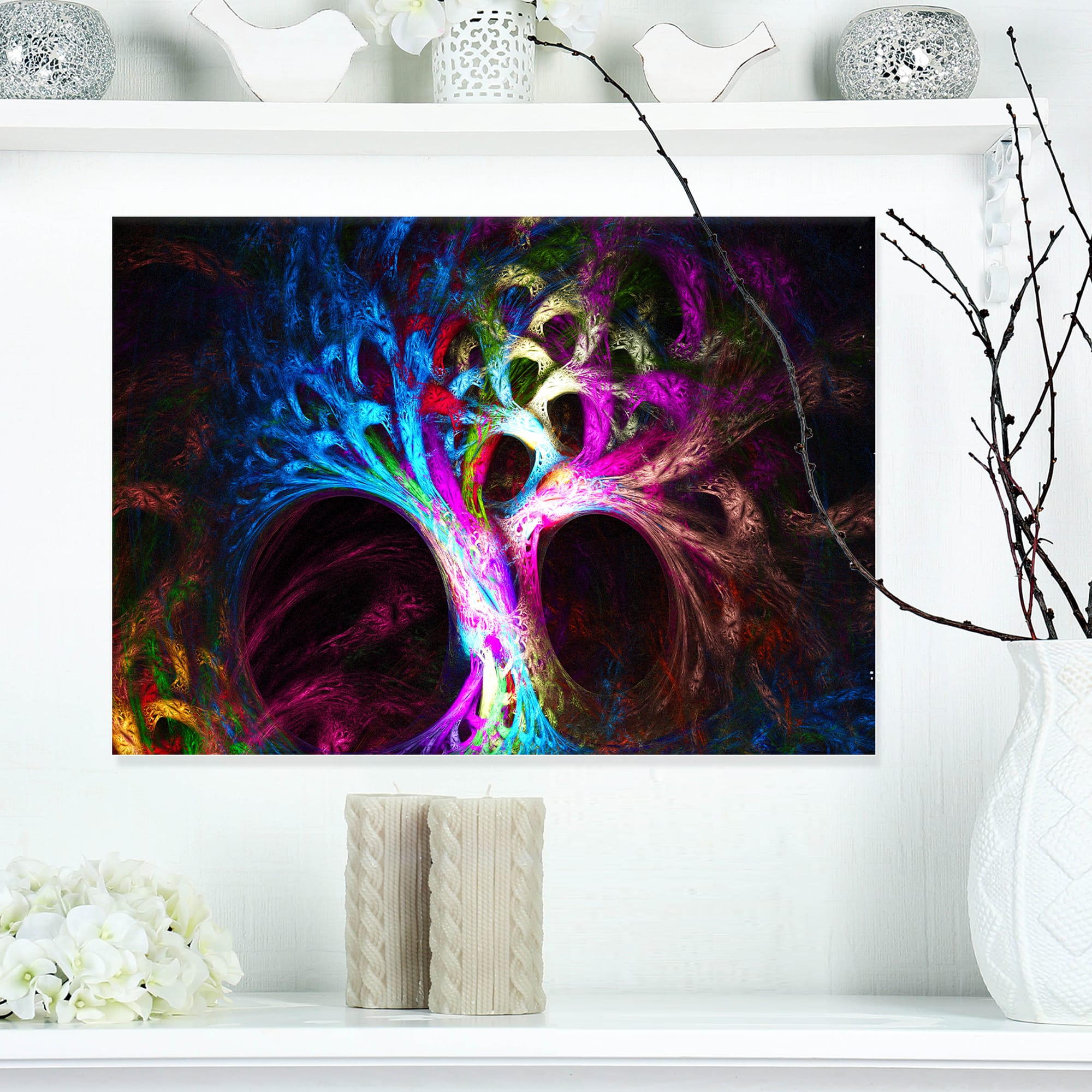 Designart - Magical Multi color Psychedelic Tree - Abstract Canvas Art Print