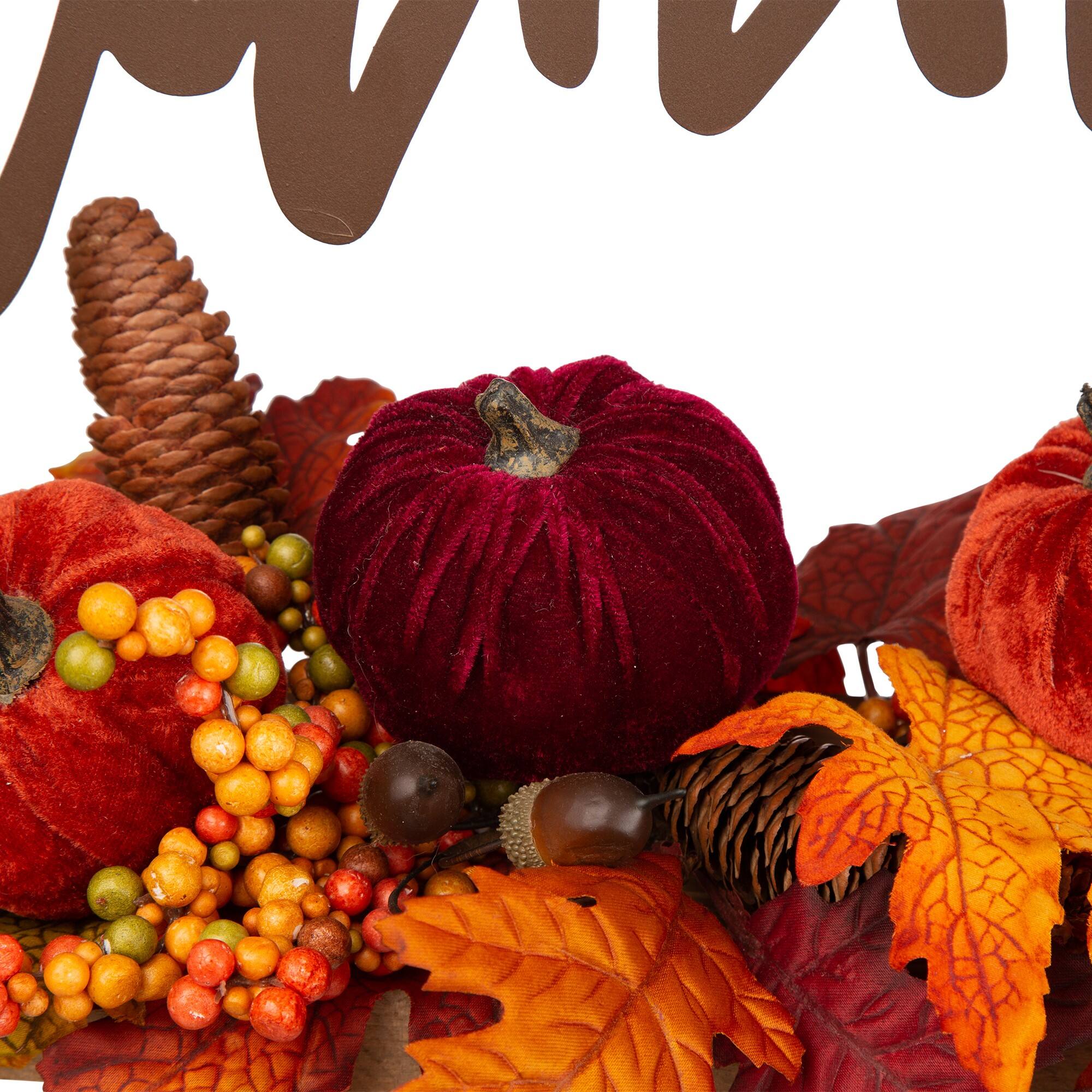 24" GlitzHome® Thankful Floral Tabletop Sign