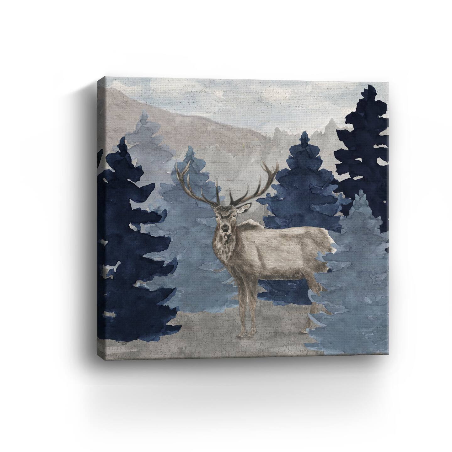 Blue Cliff Mountains Scene III Elk Canvas Giclee