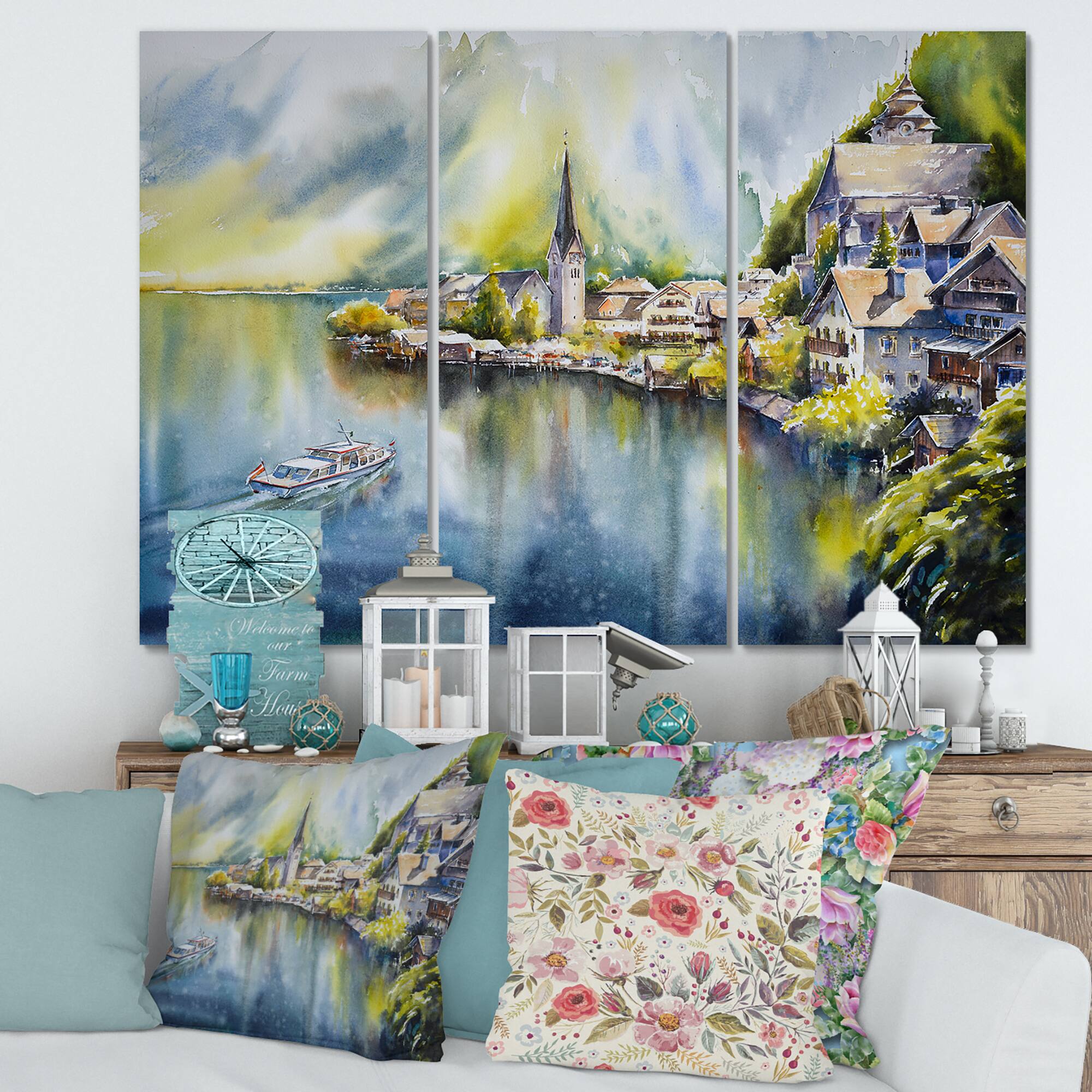 Designart - Mountain Village By The River In Austria