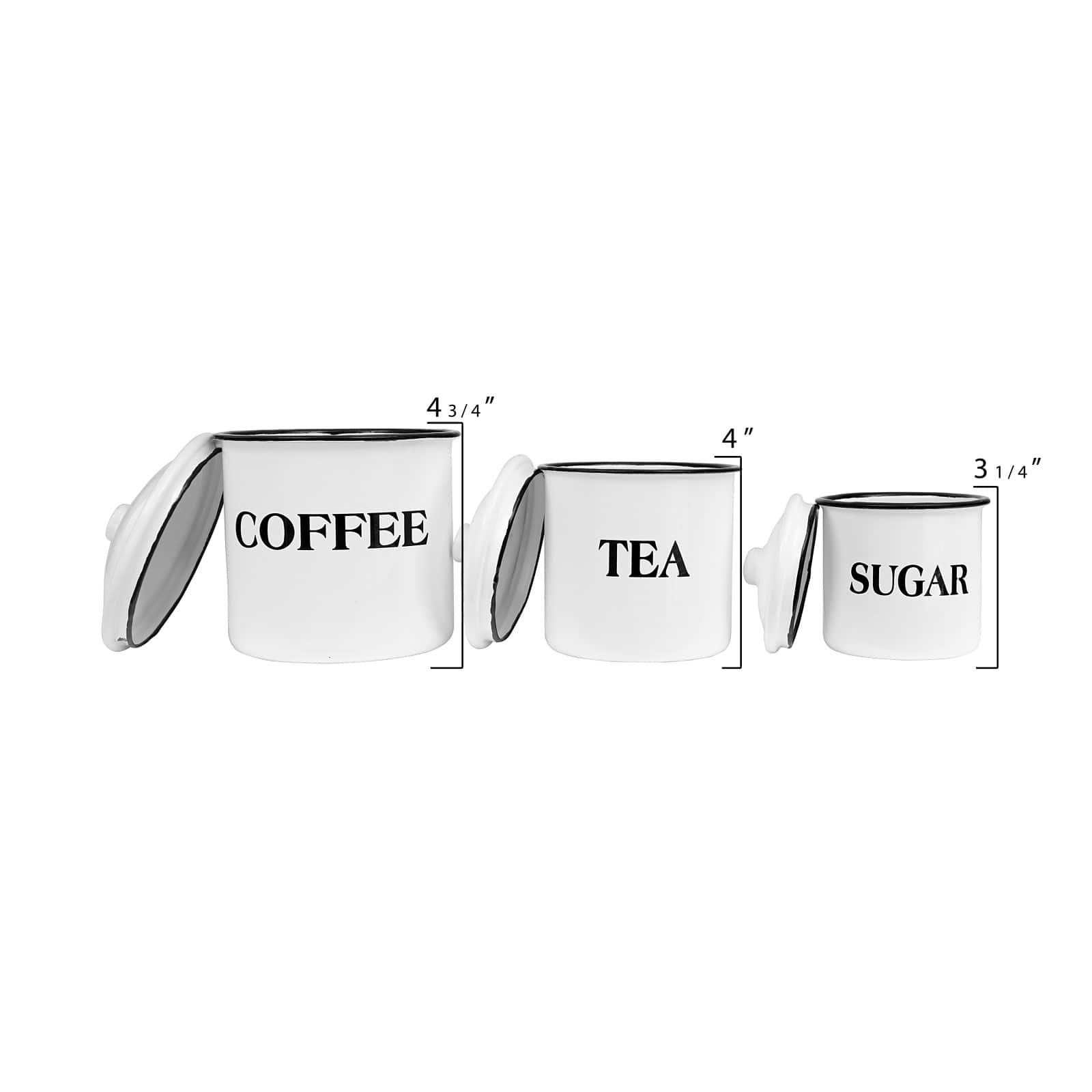 Metal Coffee, Tea &#x26; Sugar Containers Set