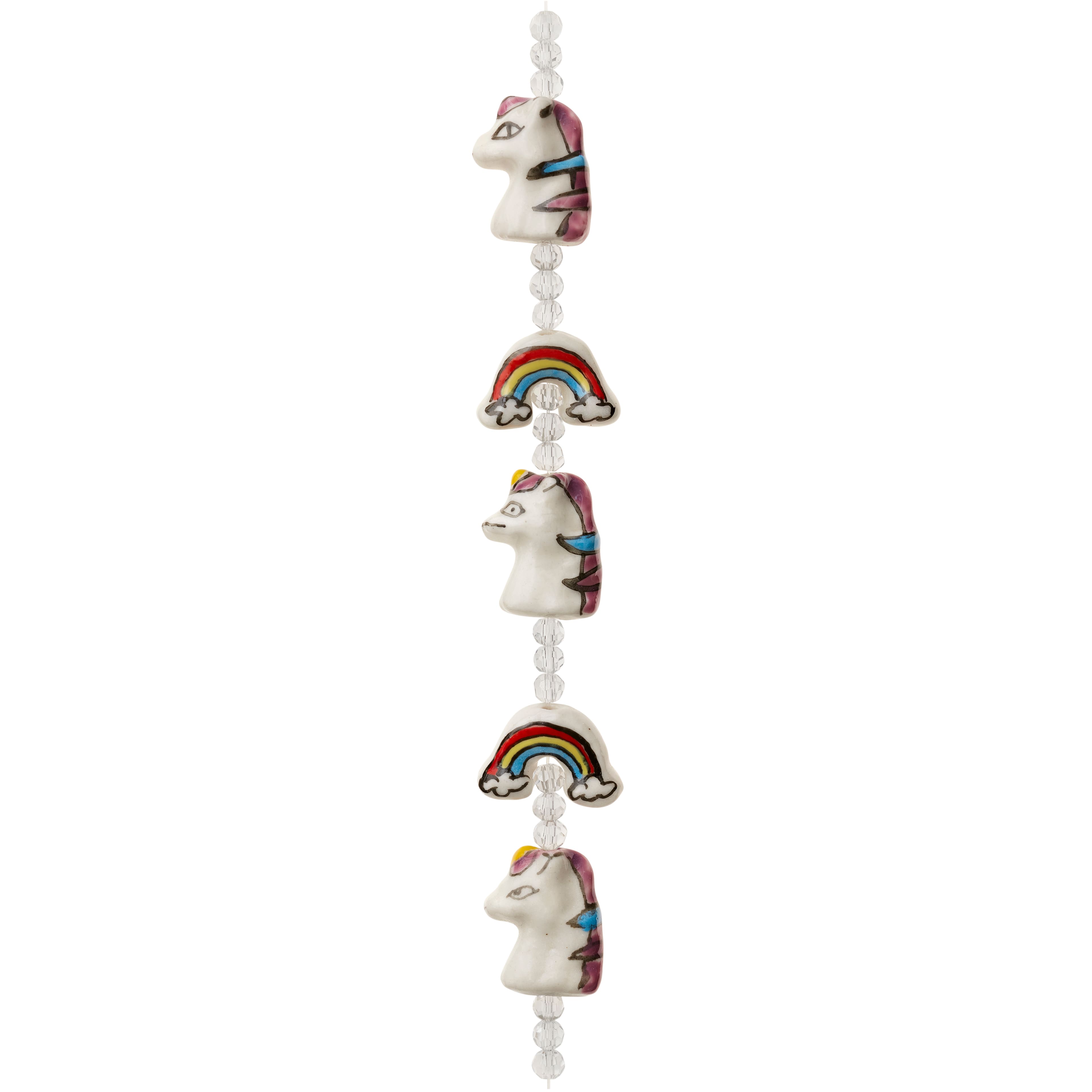 Multicolor Ceramic Unicorn &#x26; Rainbow Beads by Bead Landing&#x2122;