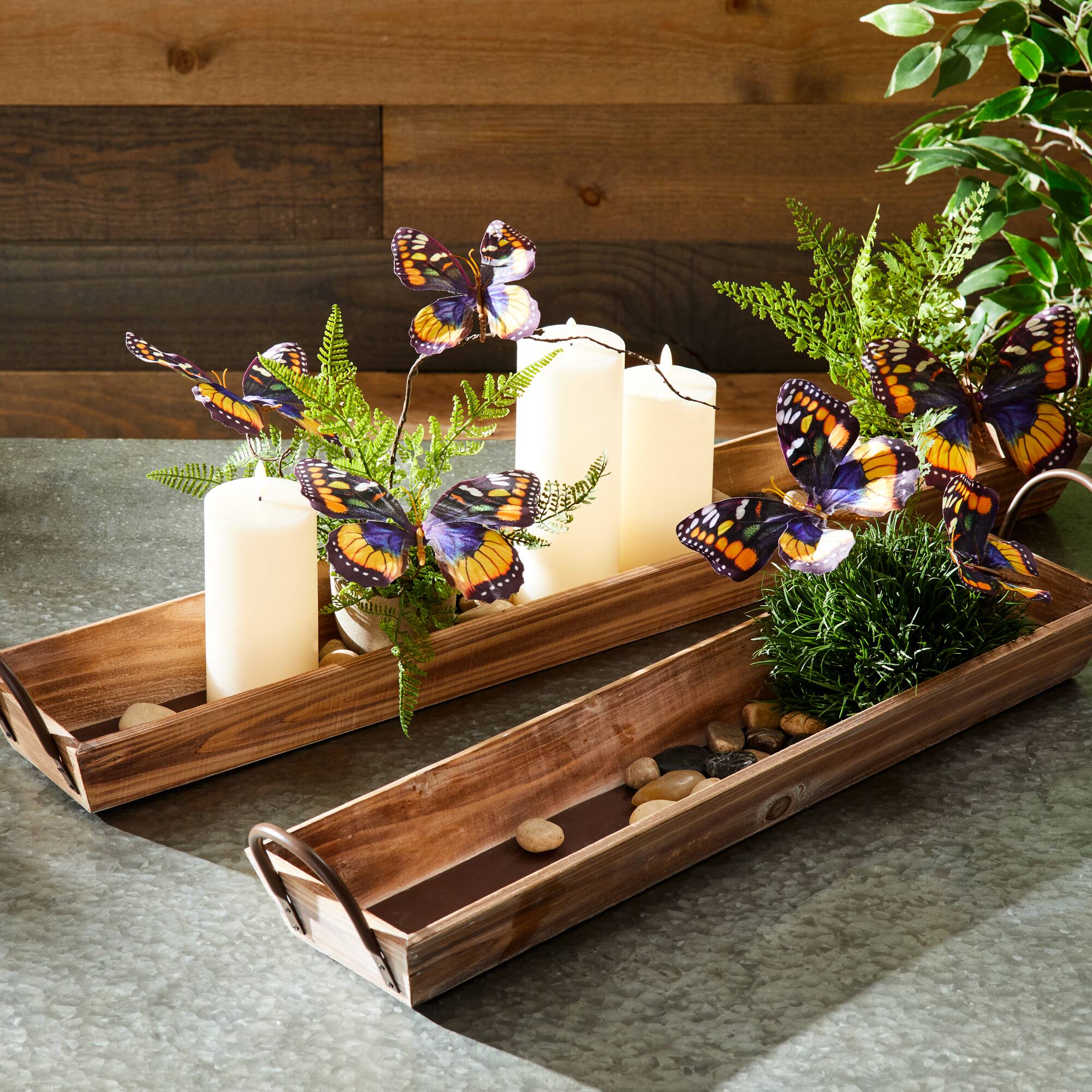 Wooden Tray Set with Handles