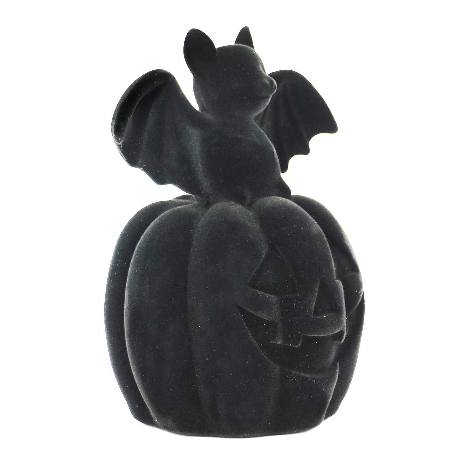 6.5&#x22; Flocked Bat on Jack-O&#x27;-Lantern Tabletop Accent by Ashland&#xAE;