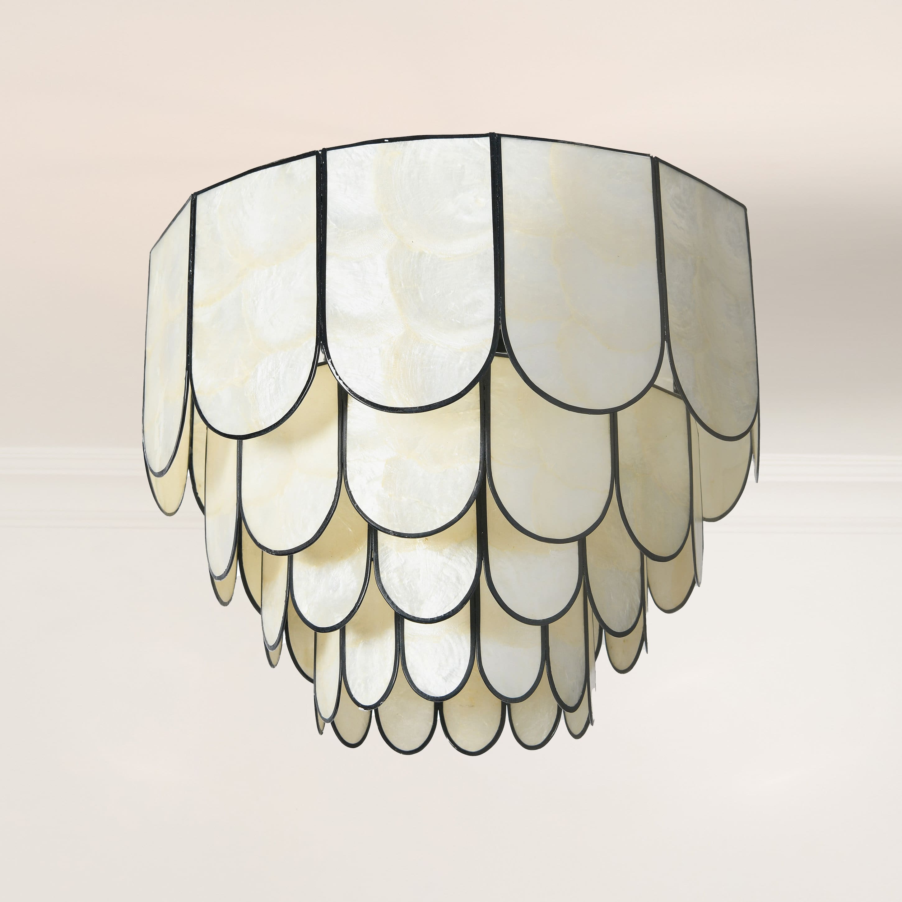 Hello Honey&#xAE; 14&#x22; Round 4-Tier Capiz &#x26; Metal Flush Mount Ceiling Light
