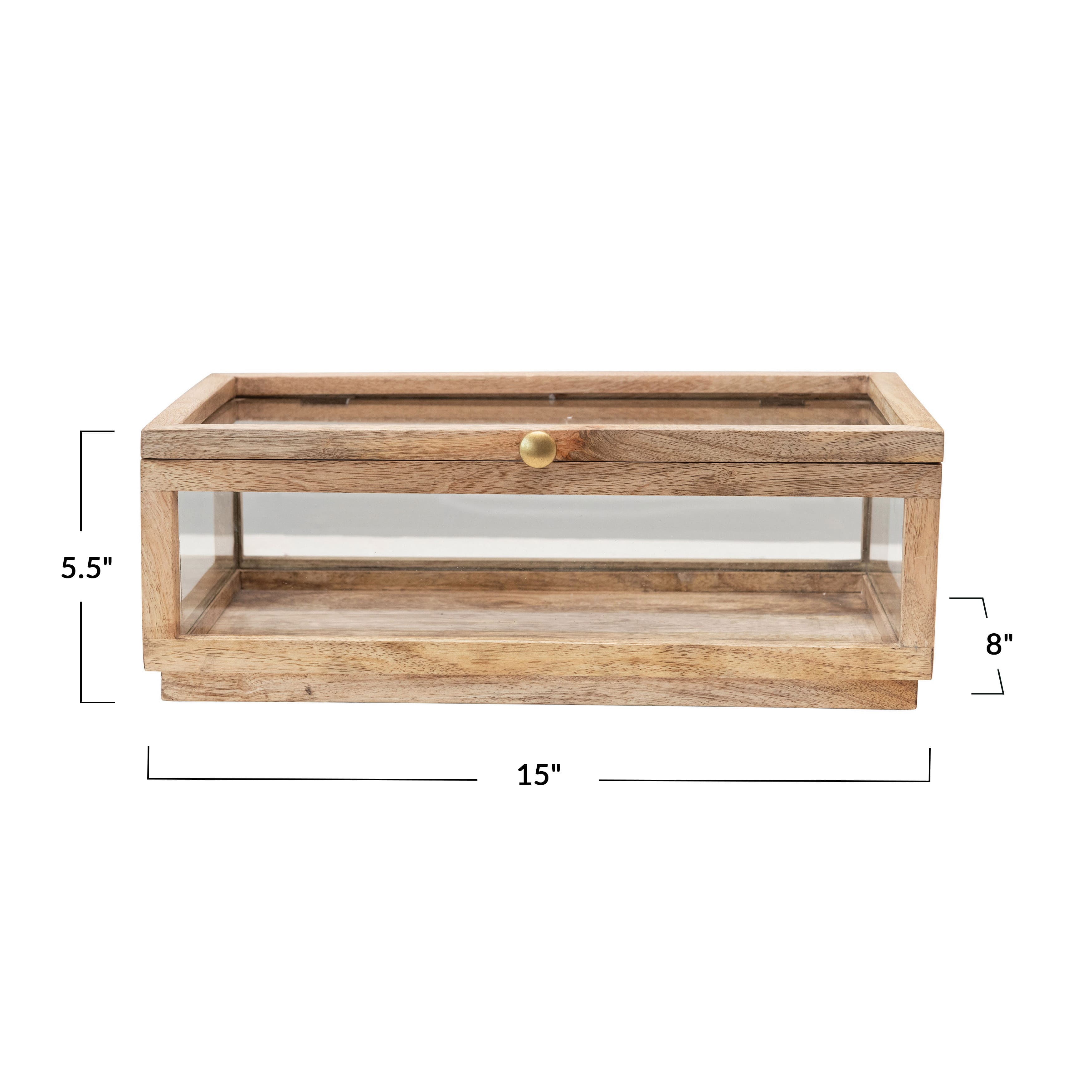 Hello Honey&#xAE; 15&#x22; Mango Wood &#x26; Glass Display Box