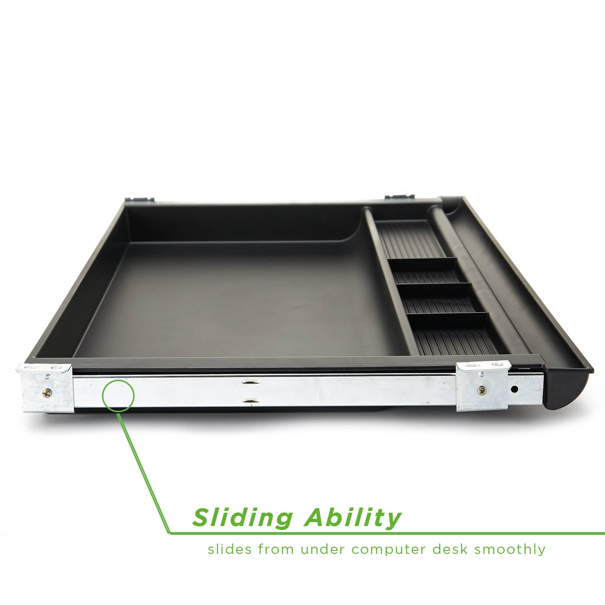 Mind Reader Black Ergonomic Keyboard Under Desk Drawer Tray