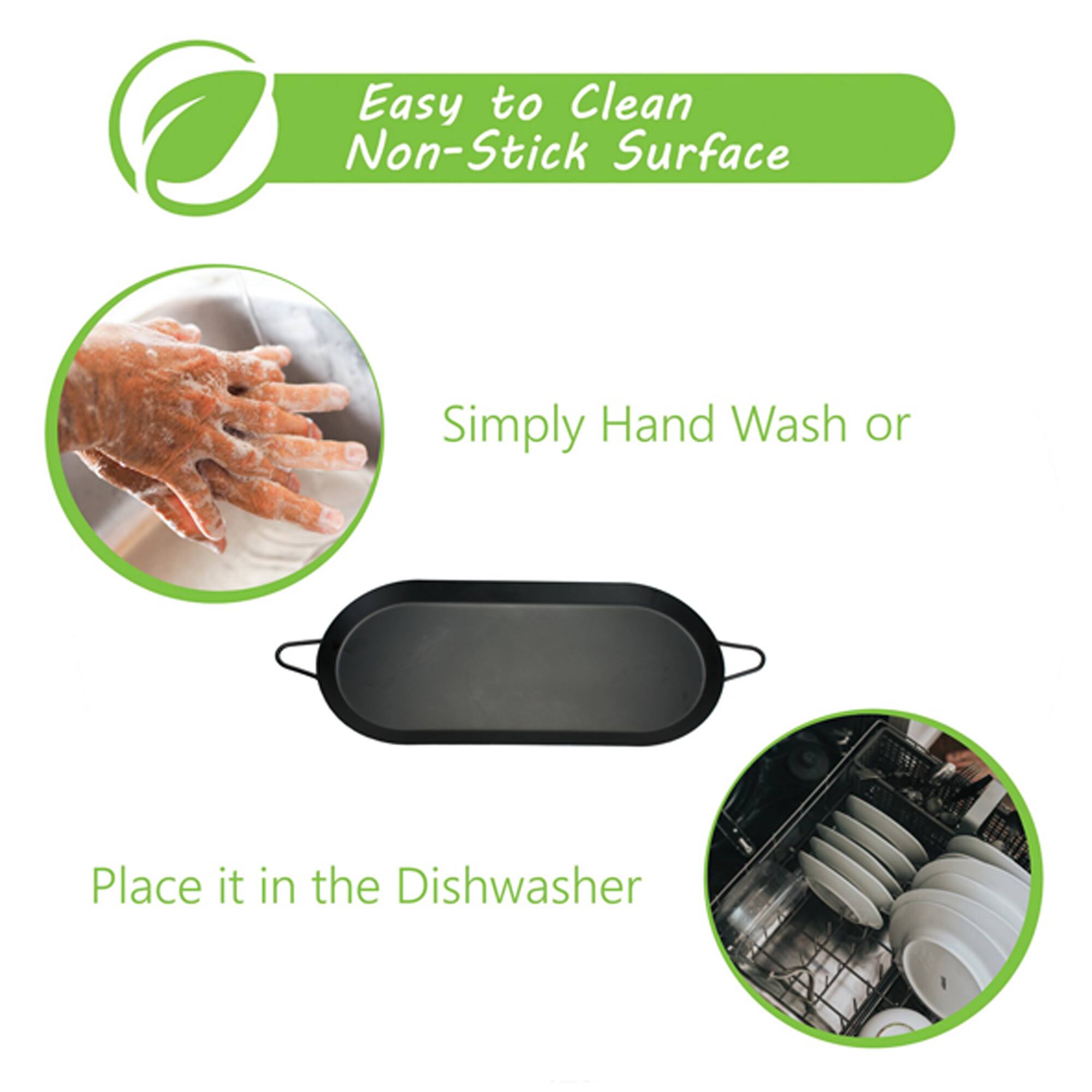 Brentwood 18" x 8.5" Double Burner Carbon Steel Nonstick Comal Griddle