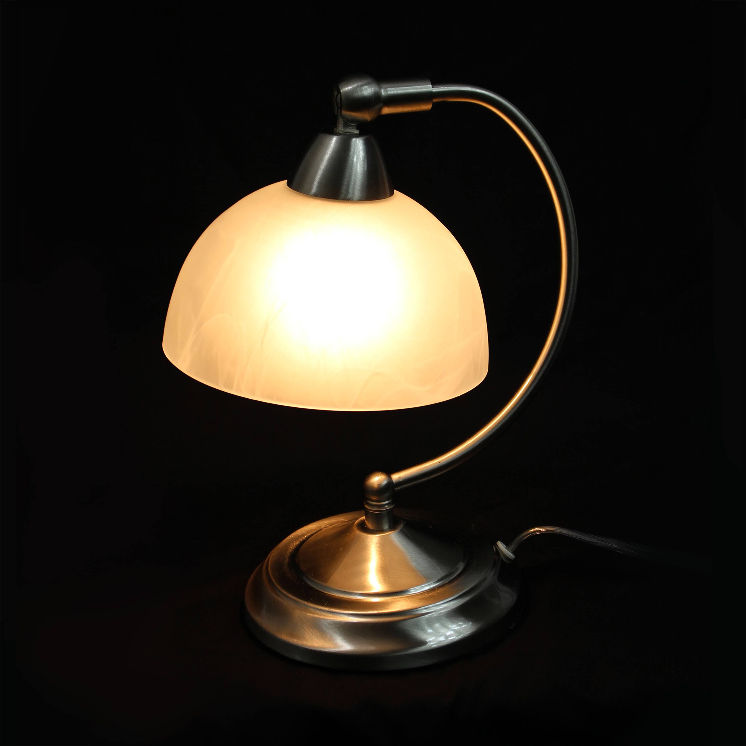 Elegant Designs 13&#x22; Brushed Nickel Banker&#x27;s Desk Lamp with Touch Base