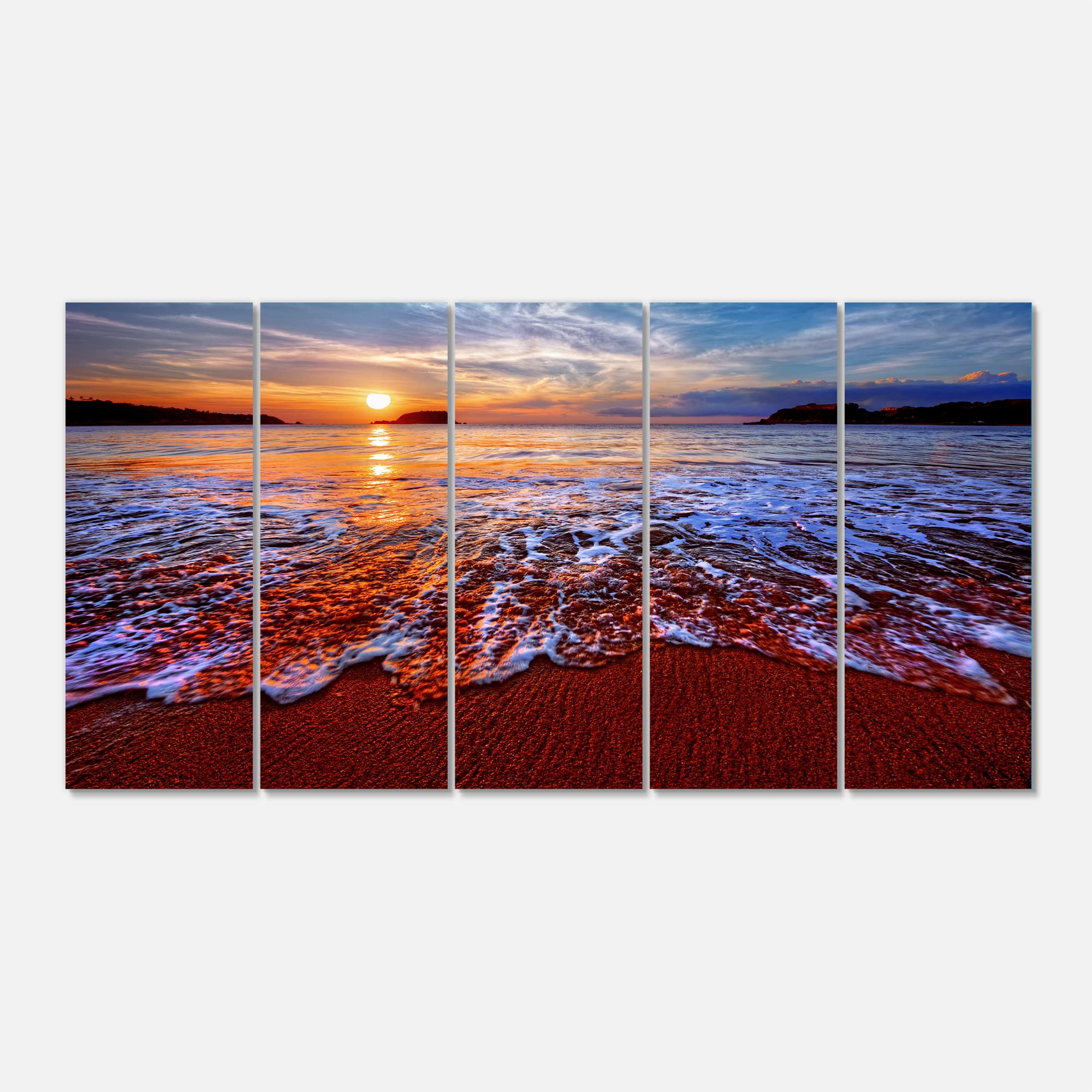 Designart - Colorful Sunset with Bright Waters - Seashore Canvas Art Print