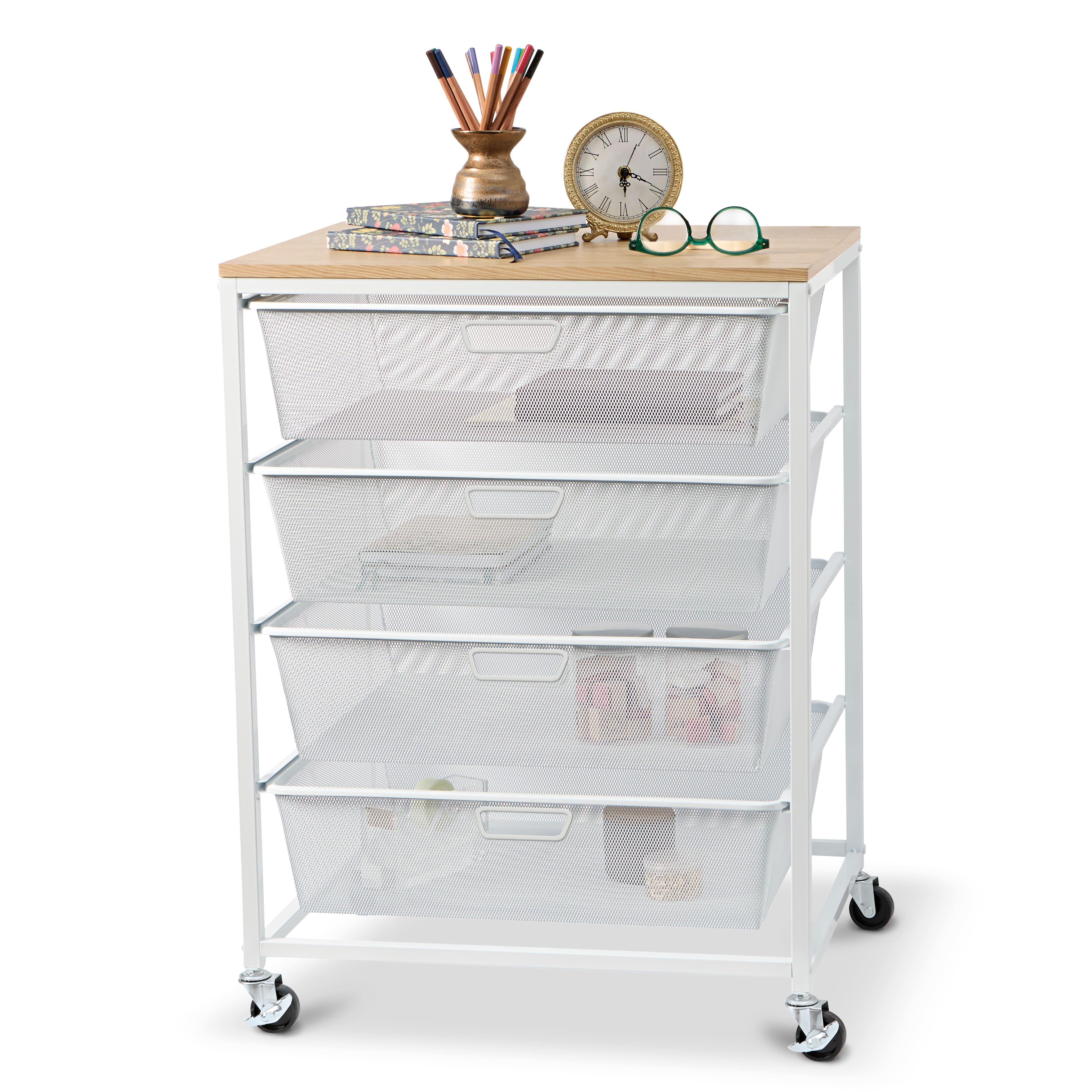 Metro White 4 Drawer Rolling Cart by Simply Tidy&#xAE;