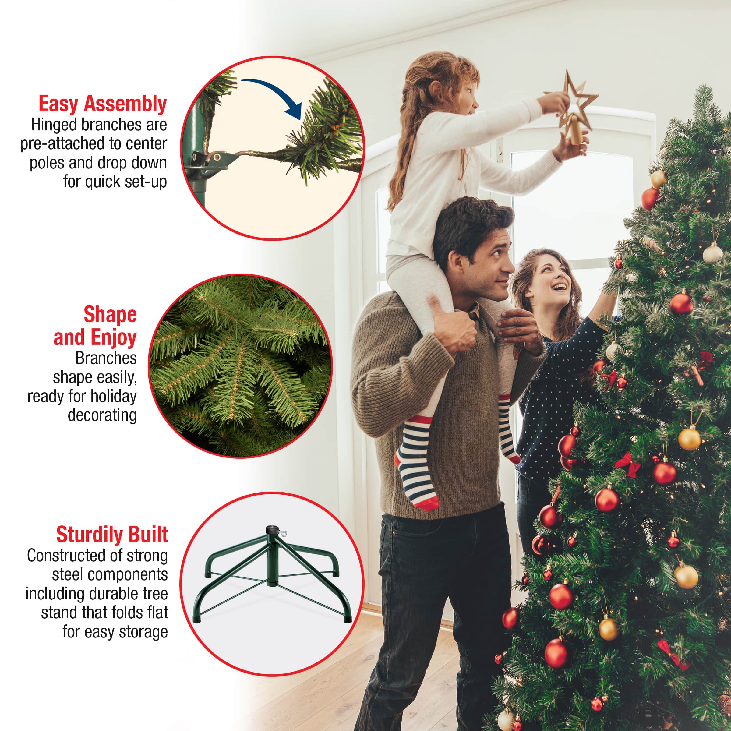 7.5ft. Pre-Lit Carolina Pine Artificial Christmas Tree, Clear Lights