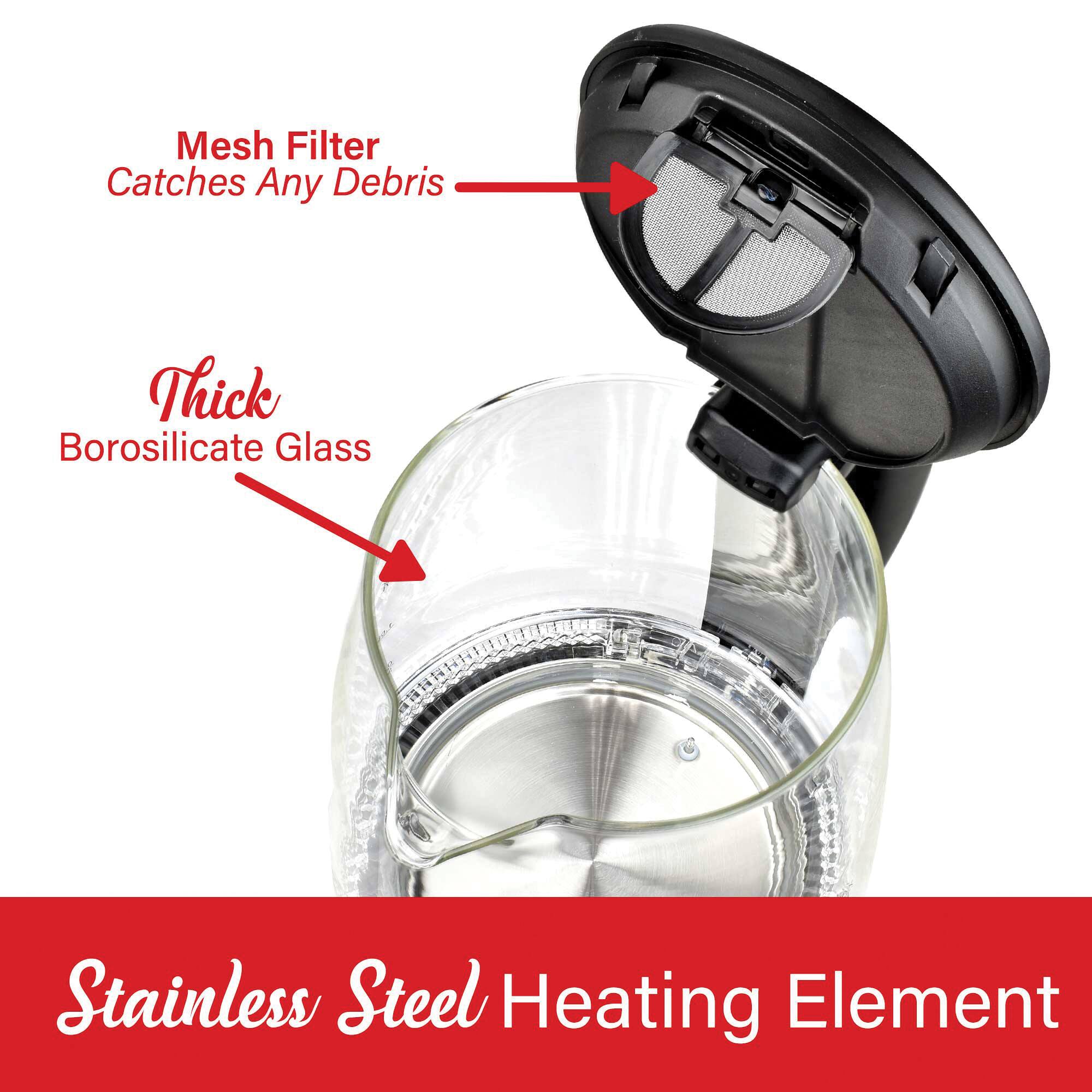 Brentwood 1.79qt. Cordless Digital Glass Electric Kettle with 6 Precise Temperature Presets and