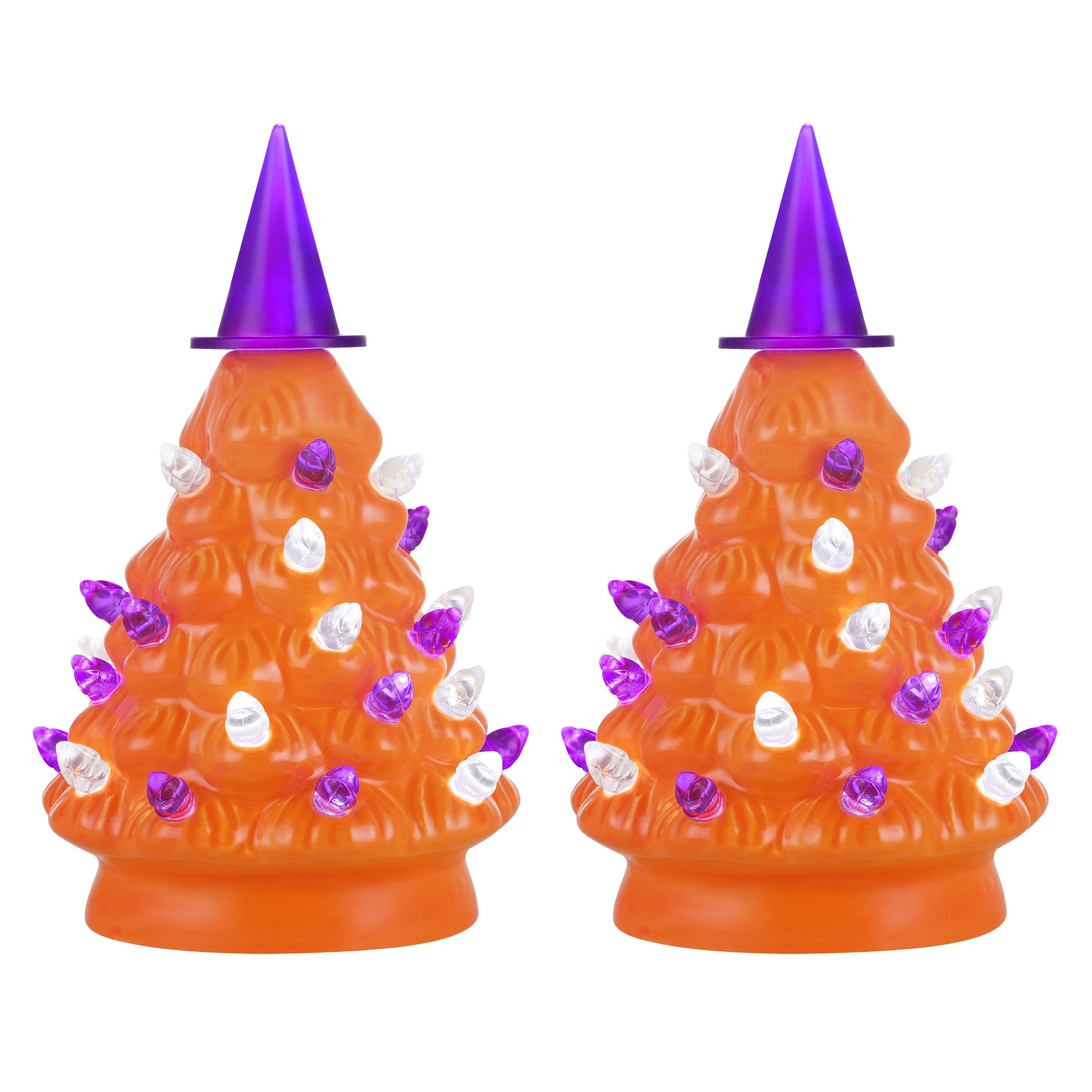 Mr. Halloween 5.4" Orange Ceramic Trees Set