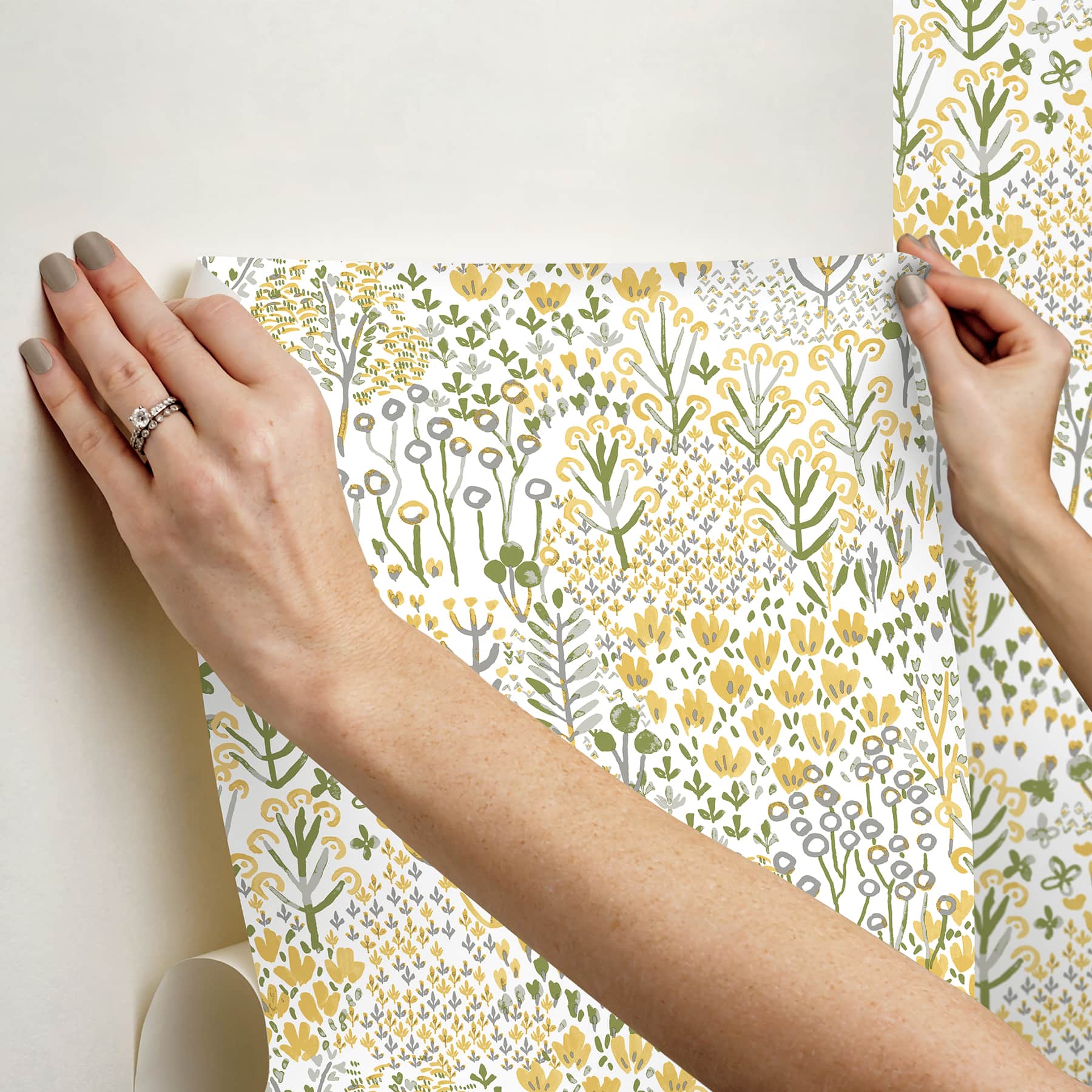NuWallpaper Flower Parade Yellow Peel &#x26; Stick Wallpaper
