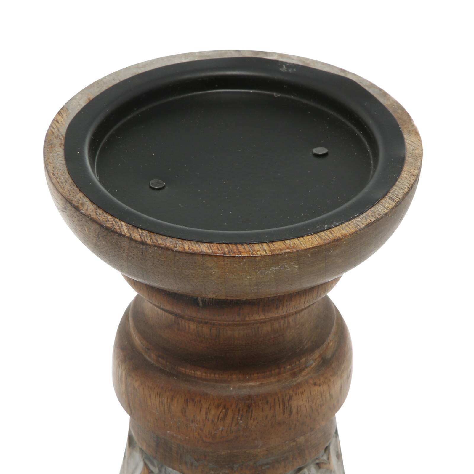 Bronze Mango Wood Country Cottage Candle Holder Set