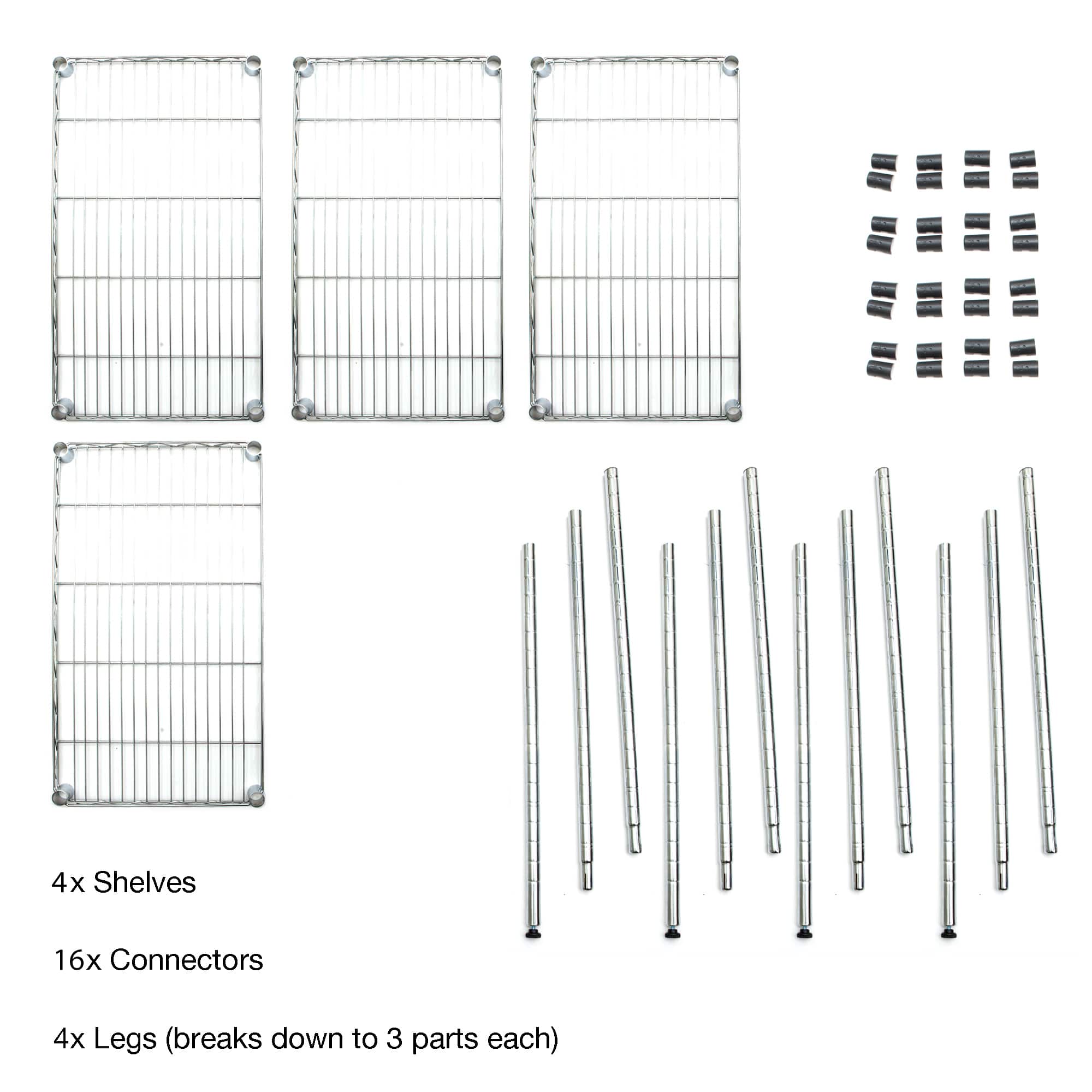 Mind Reader Adjustable 4-Tier Metal Storage Rack with Wheels