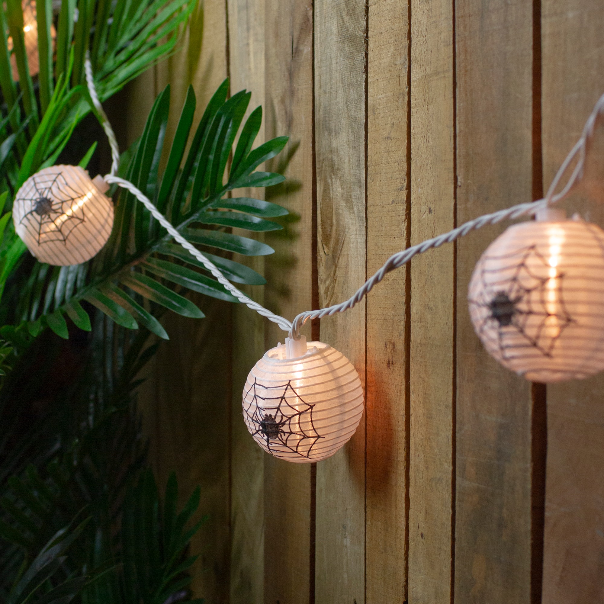 10ct. Black Spider in Web Paper Lantern Halloween Lights