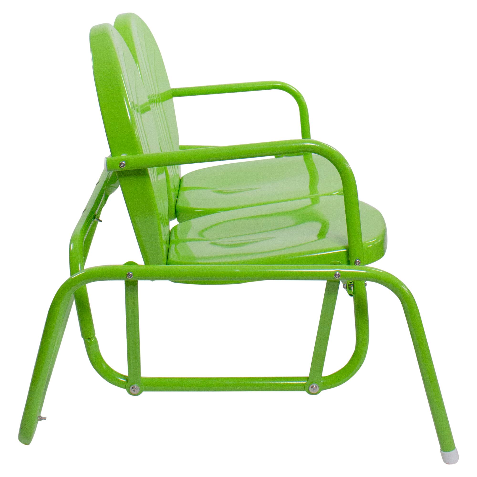 2-Person Outdoor Retro Metal Tulip Double Glider Patio Chair