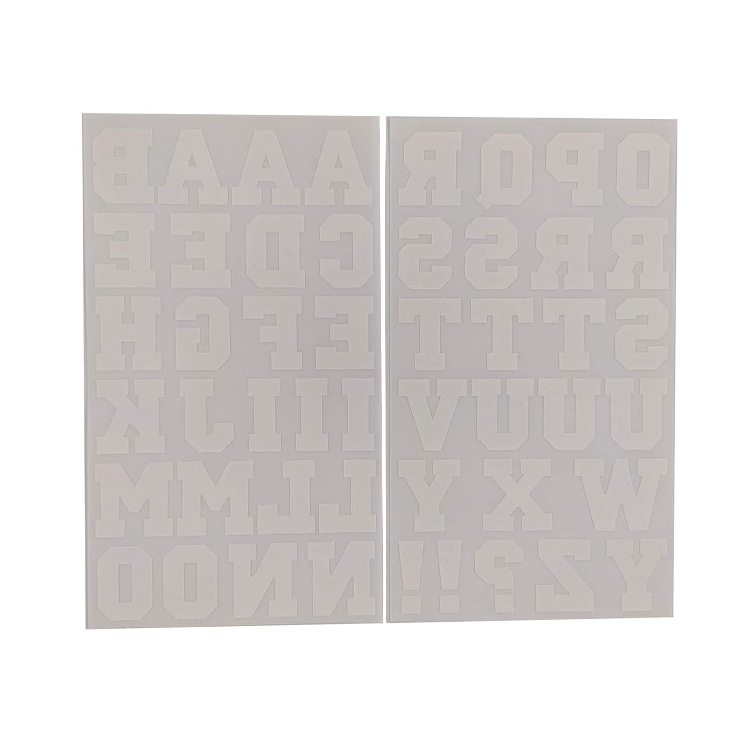 Lettres thermocollantes blanches floquées de type athlétique de Make Market