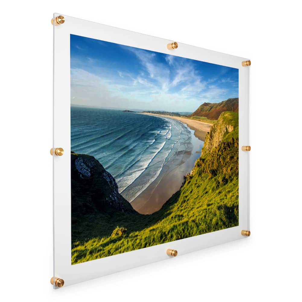 Wexel Art Double Panel Clear Acrylic Floating Wall Frame with Gold Hardware
