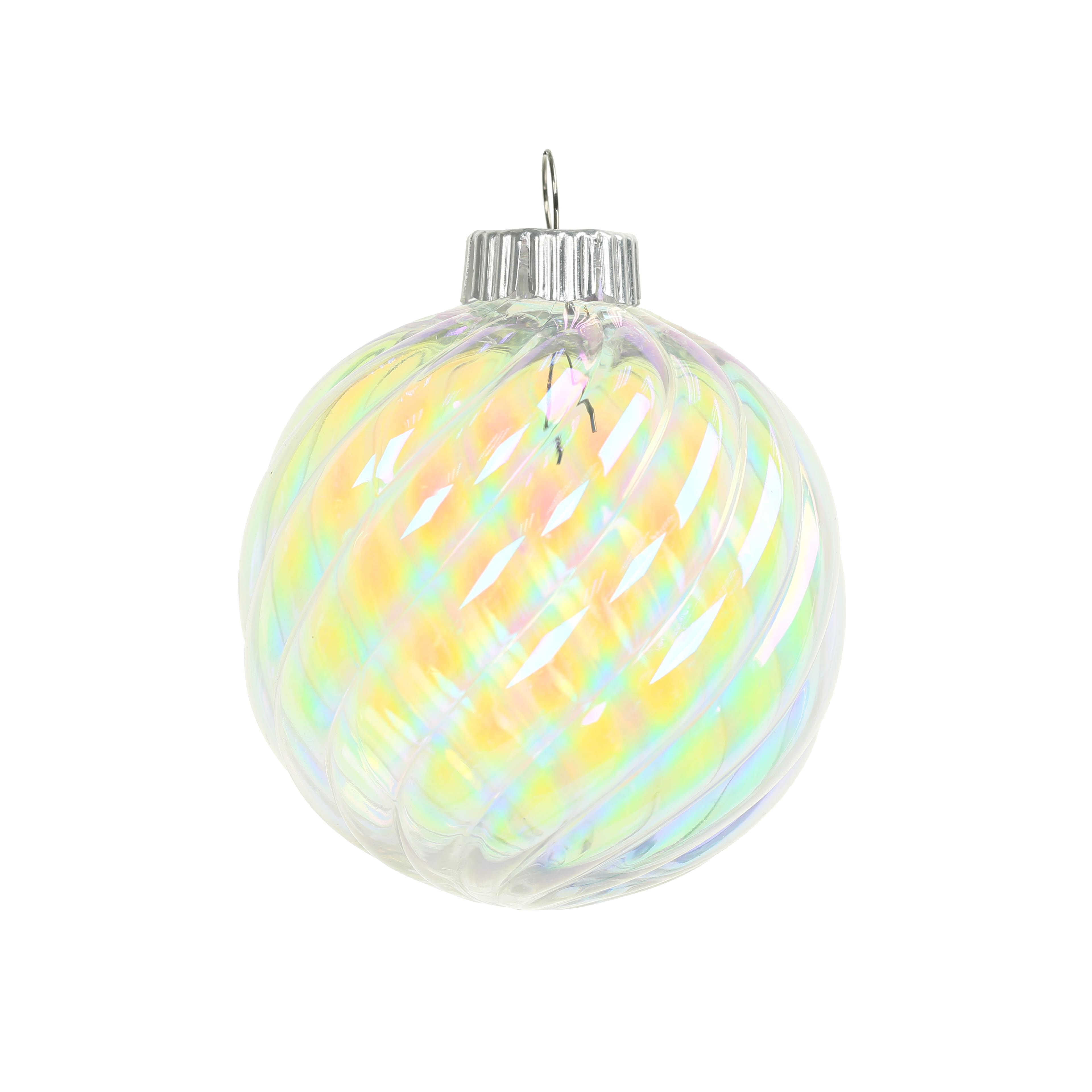 3.25&#x22; Clear Iridescent DIY Plastic Hatch Ball Ornament by Make Market&#xAE;