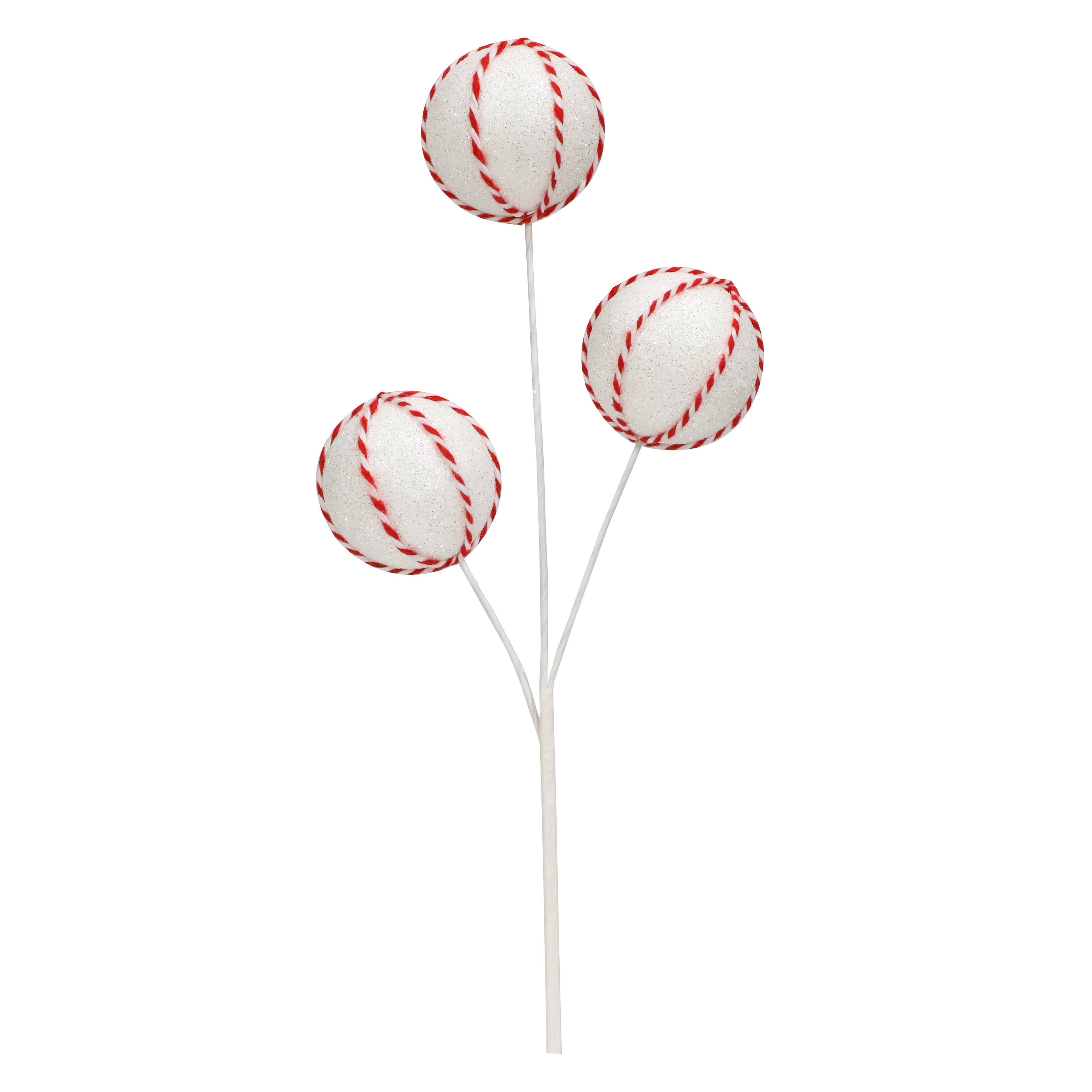 11.75&#x22; Red &#x26; White Ball &#x26; Twine Ornament Pick by Ashland&#xAE;