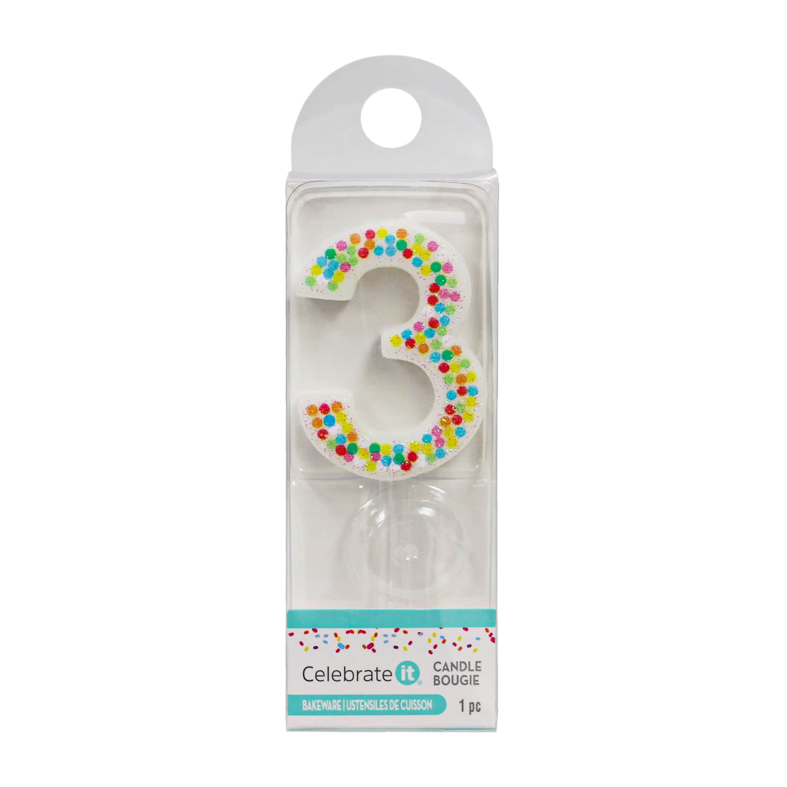 12 Pack: Confetti Number Birthday Candle by Celebrate It™
