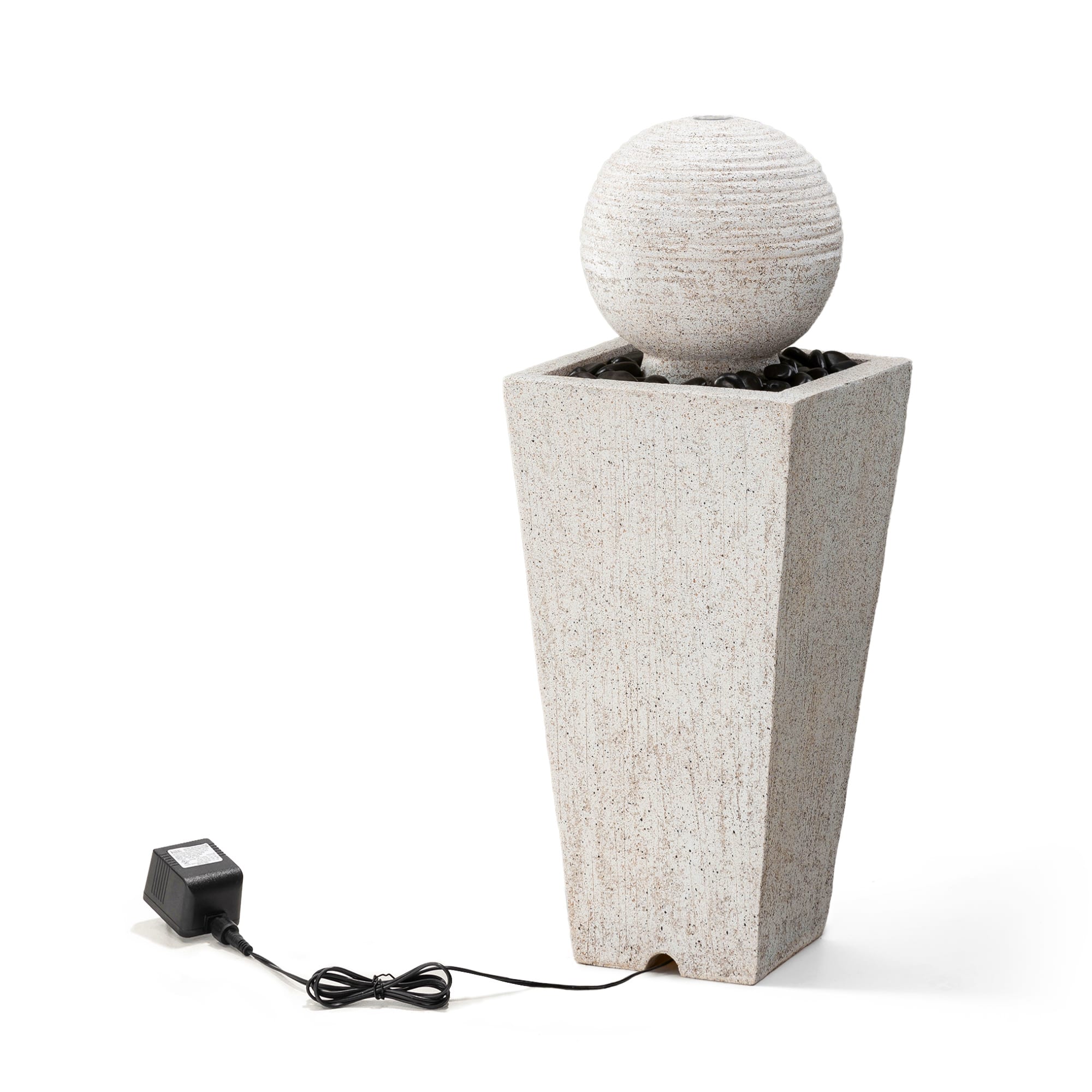 Glitzhome&#xAE; 32&#x22; Rippling Floating Sphere Outdoor Fountain with LED Light