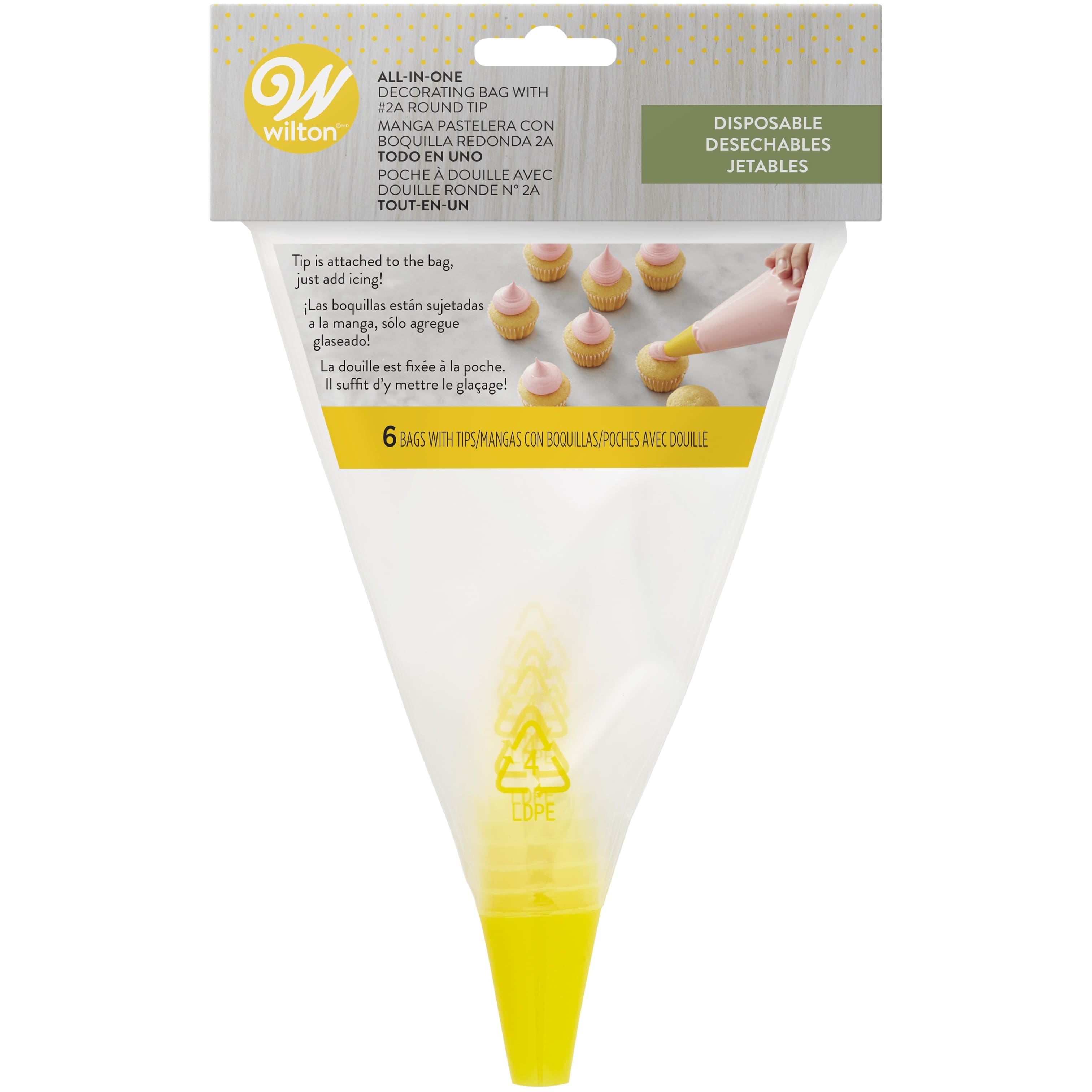 Wilton&#xAE; All-In-One Disposable Decorating Bags with 2A Round Tips, 6ct.