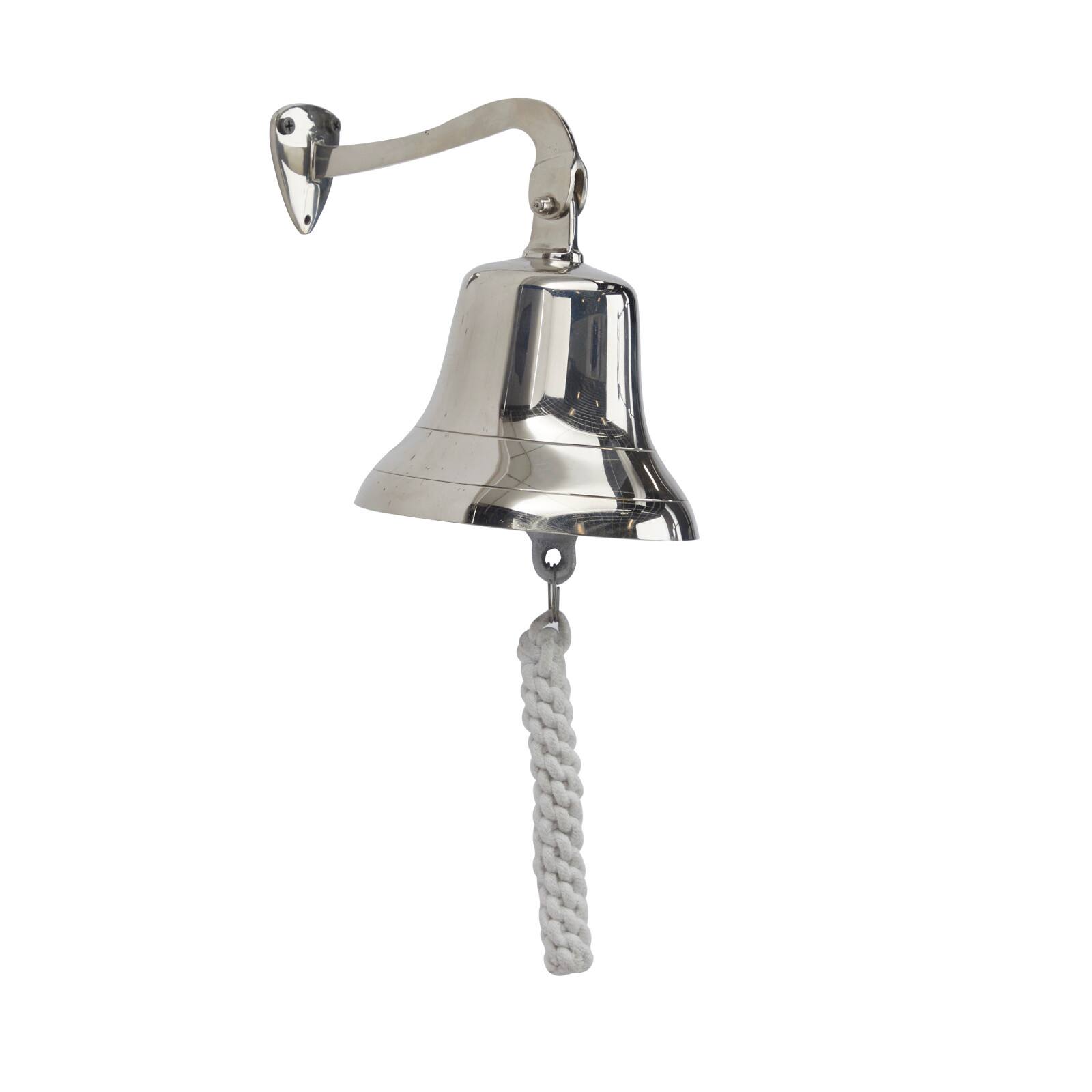 7.5&#x22; Silver Nautical Bell Wall Accent with Rope Pull