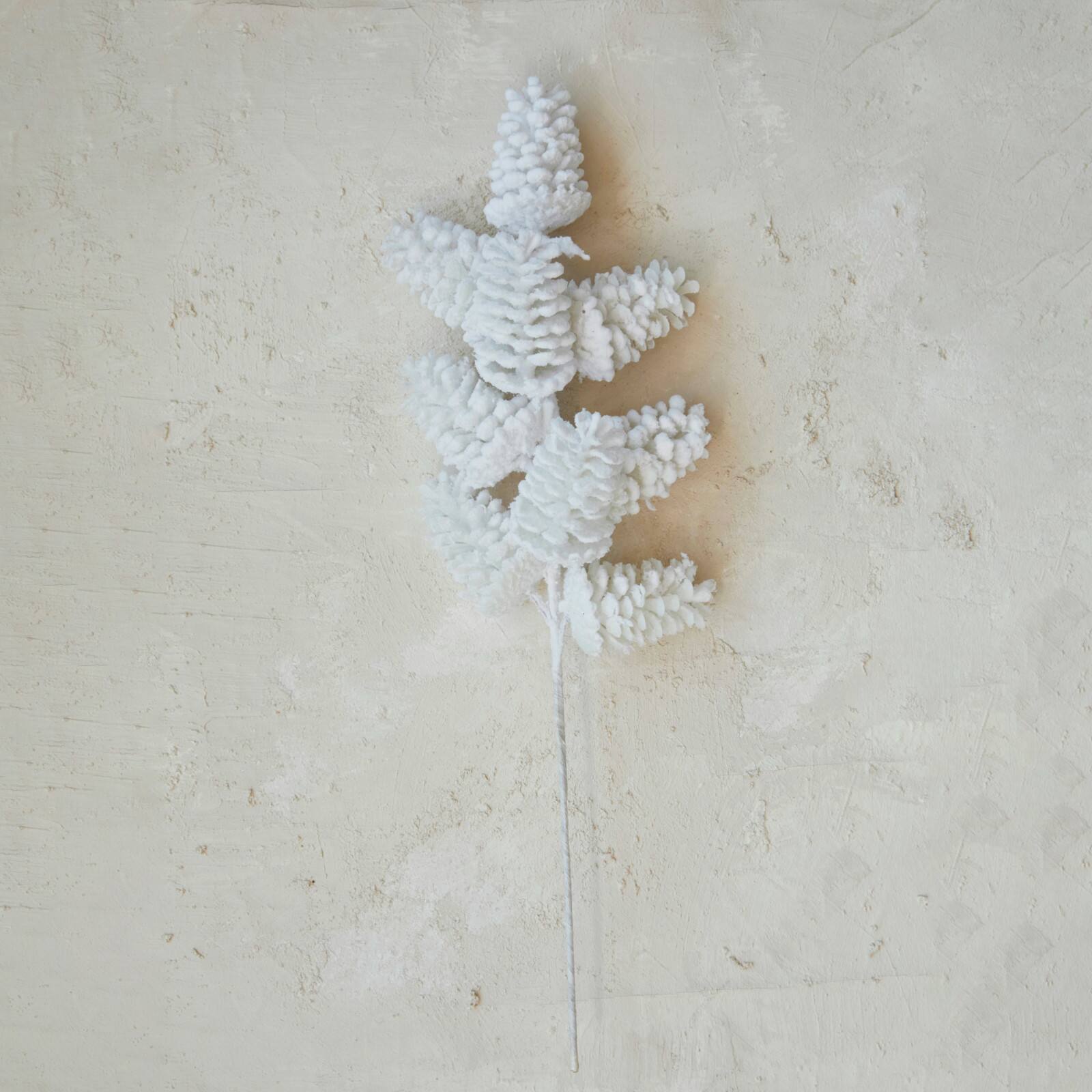 Hello Honey&#xAE; 24&#x22; White Flocked Faux Pinecone Pick