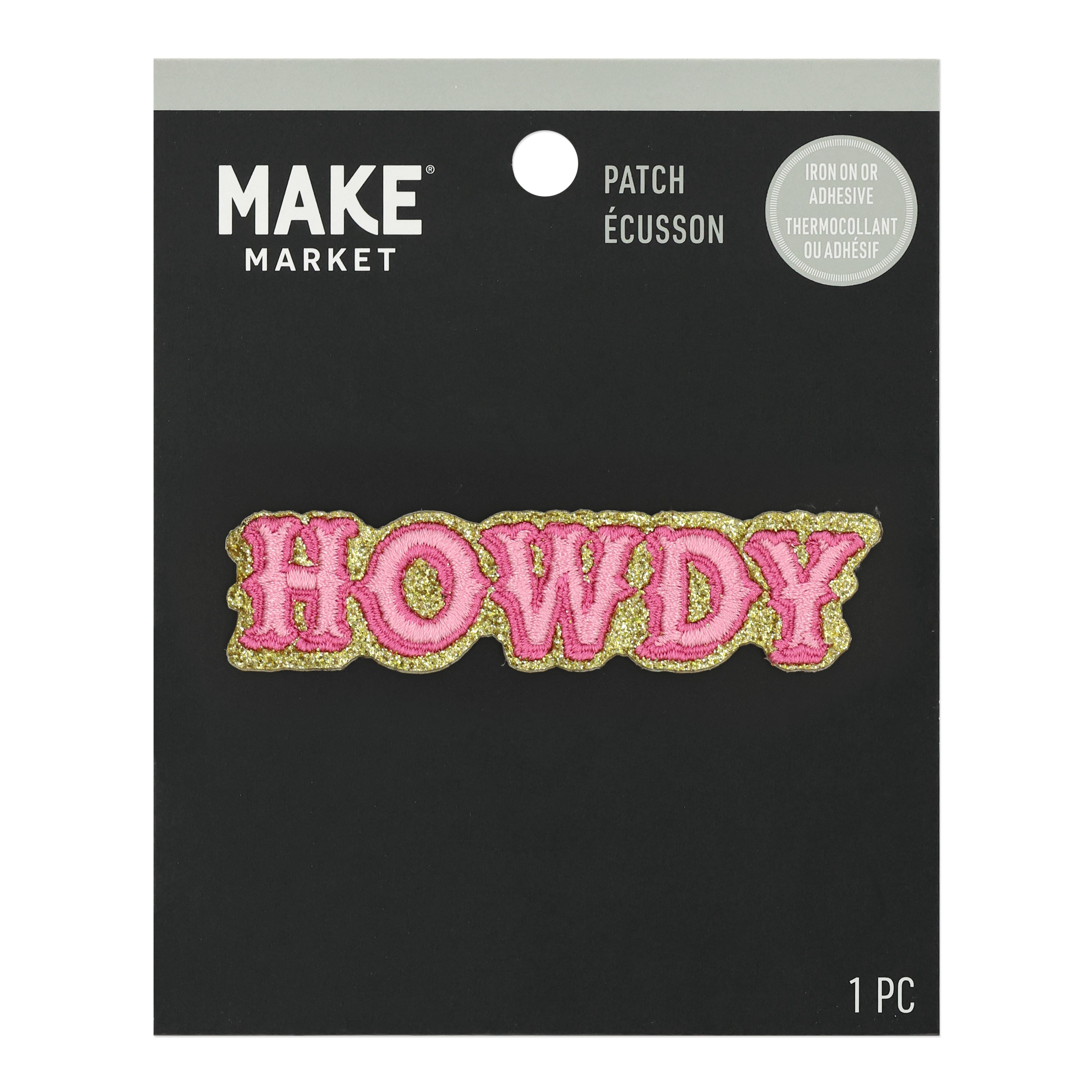 Embroidered Glitter Howdy Iron On & Adhesive Patch by Make Market®