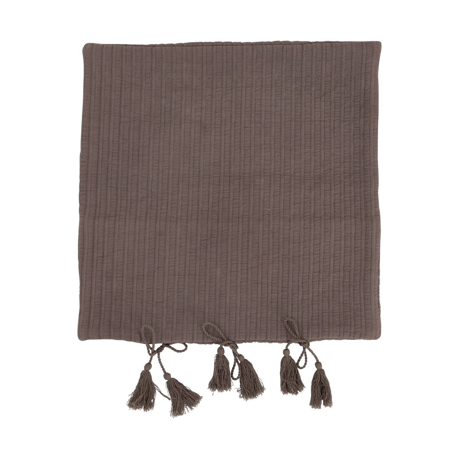 Hello Honey® Gray Woven Cotton Pillow with Tassel Ties