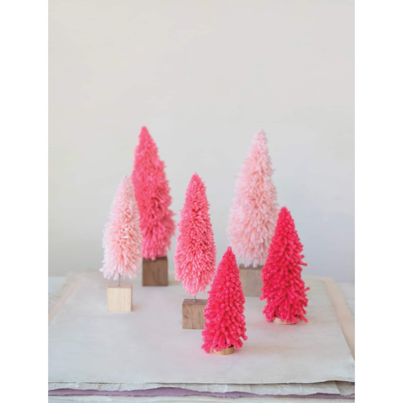 Hello Honey&#xAE; 11.75&#x22; Fabric Yarn Tree with Wood Block Base