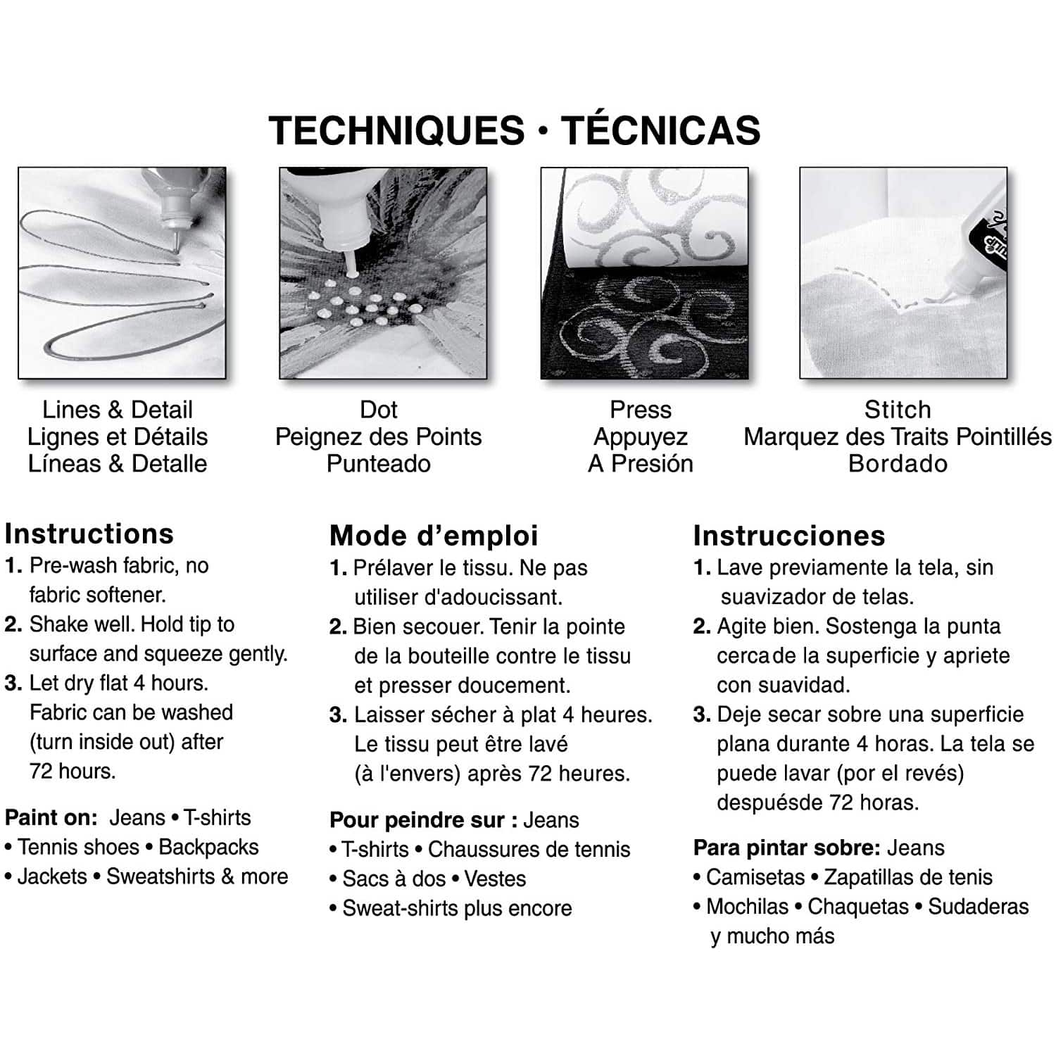 Peinture pour tissu dimensionnelle de Tulip, couleurs arc-en-ciel et néon