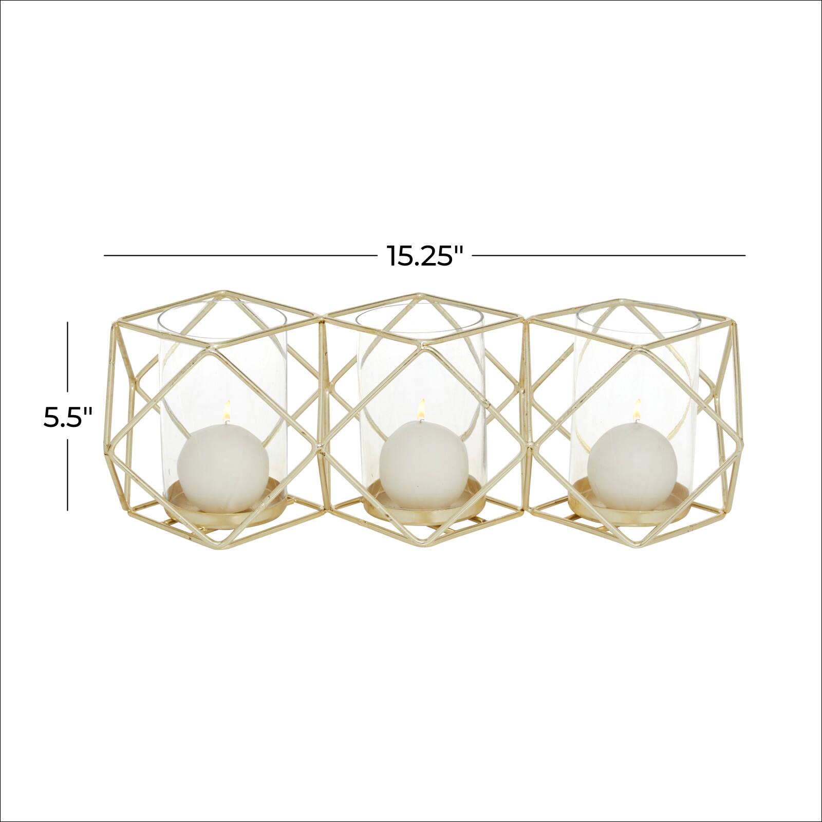 15" Gold Iron Modern Candlestick Holder