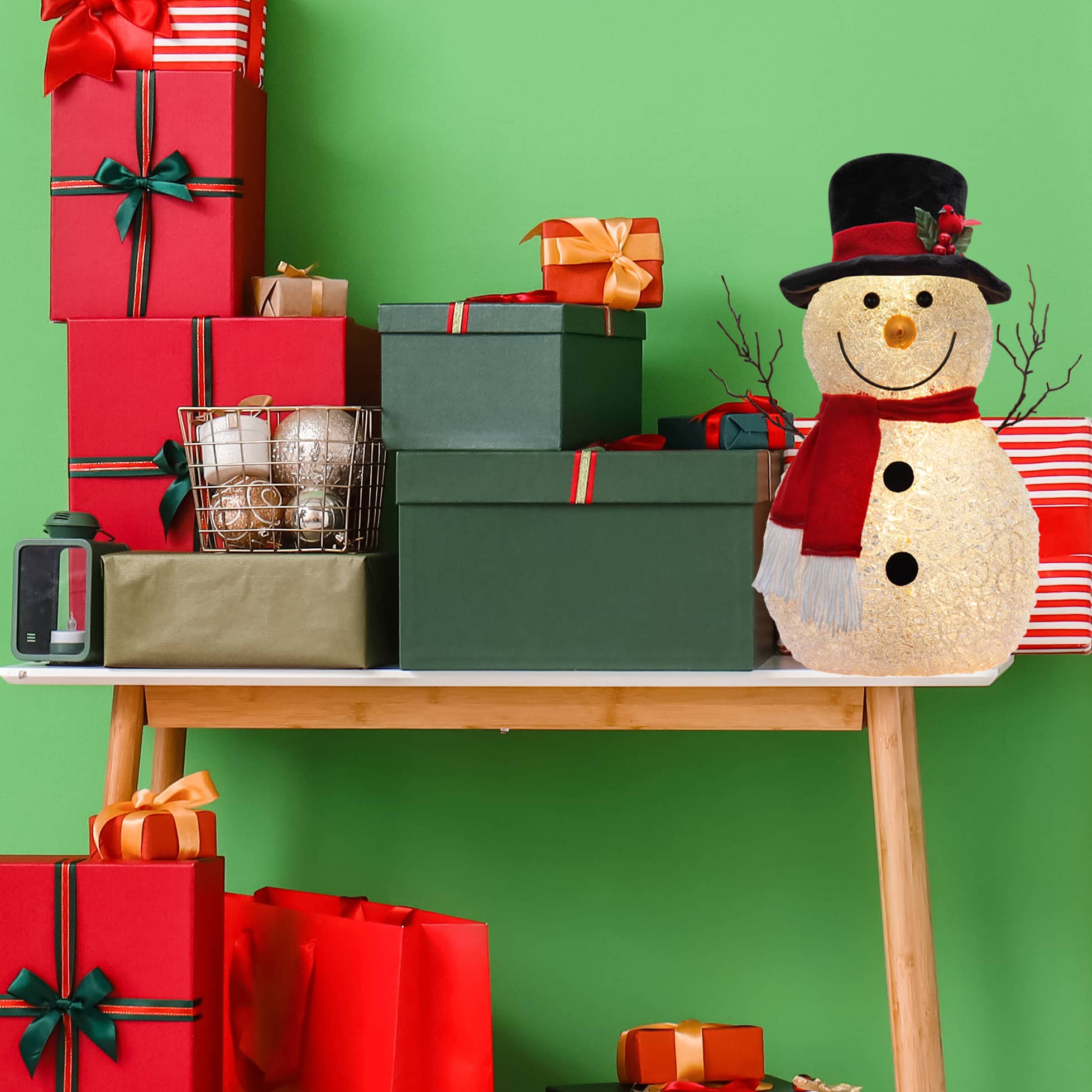 Haute Decor 18" Happy Snowman Pre-Lit LED Tabletop Décor