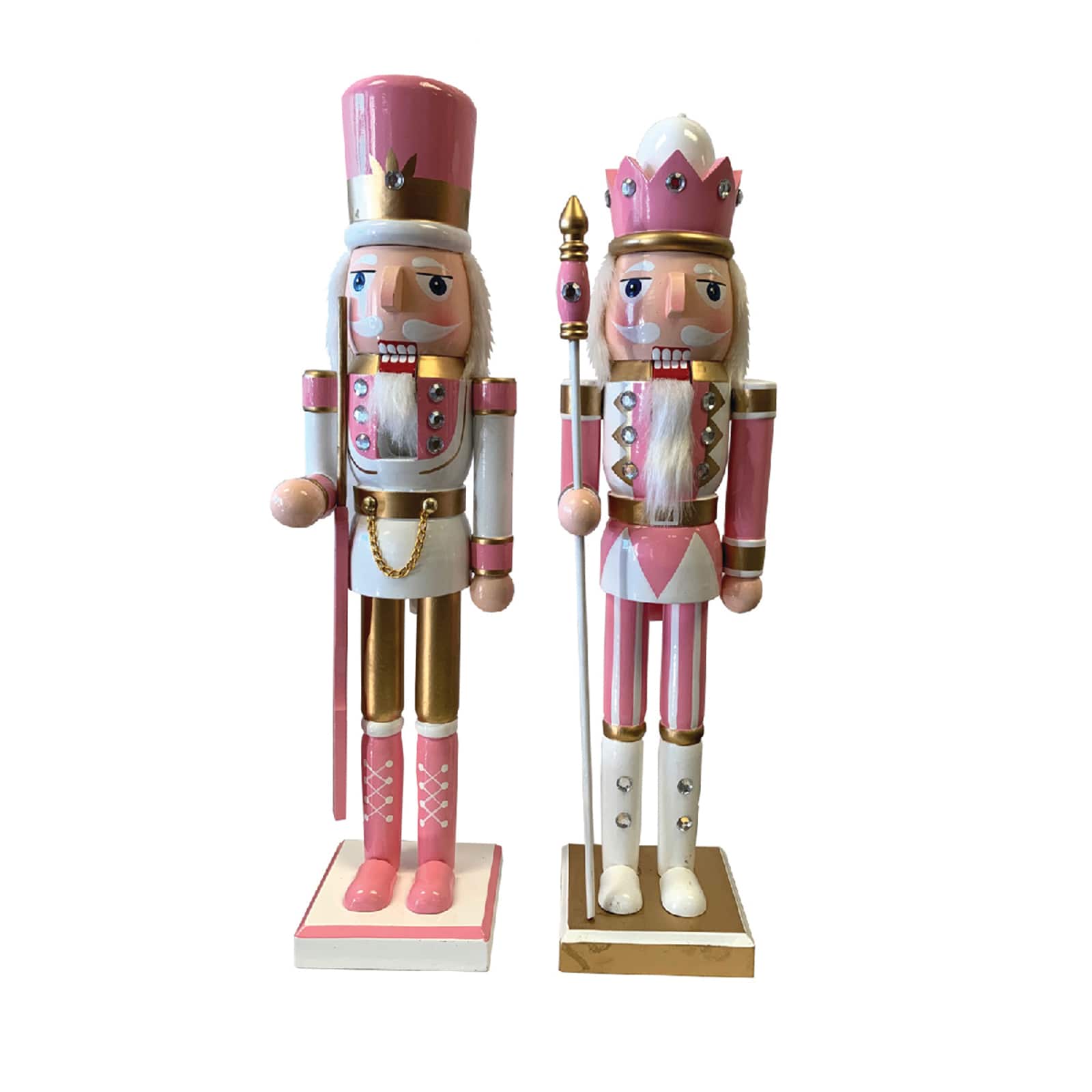 Santa's Workshop 14" Pink & Gold Nutcracker Set