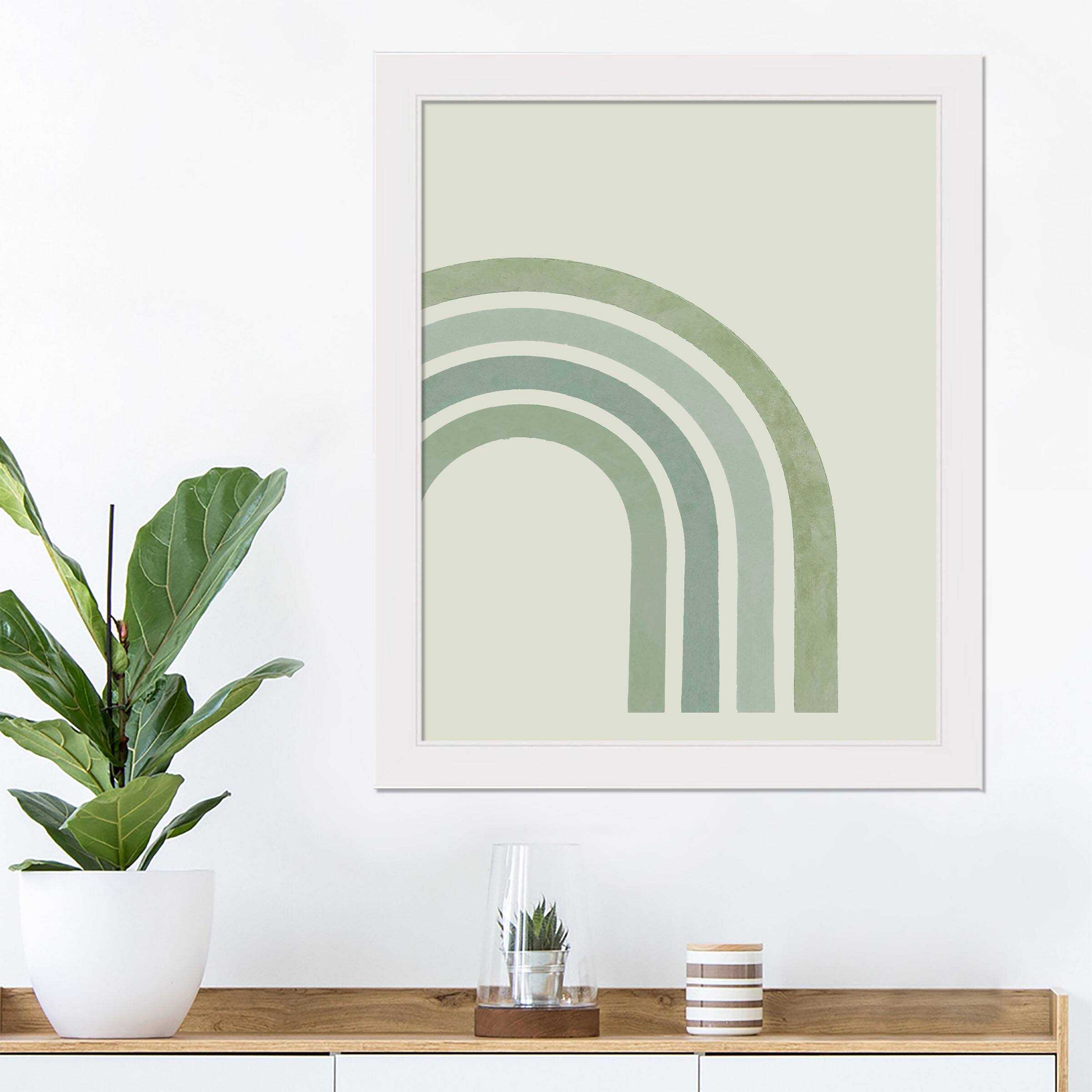 Green Rainbow 16" x 20" White Framed Print Under Plexiglass