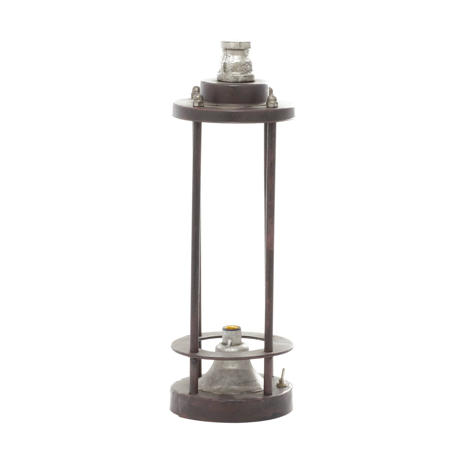 Brown Iron Industrial LED Lantern, 13" x 4" x 4"