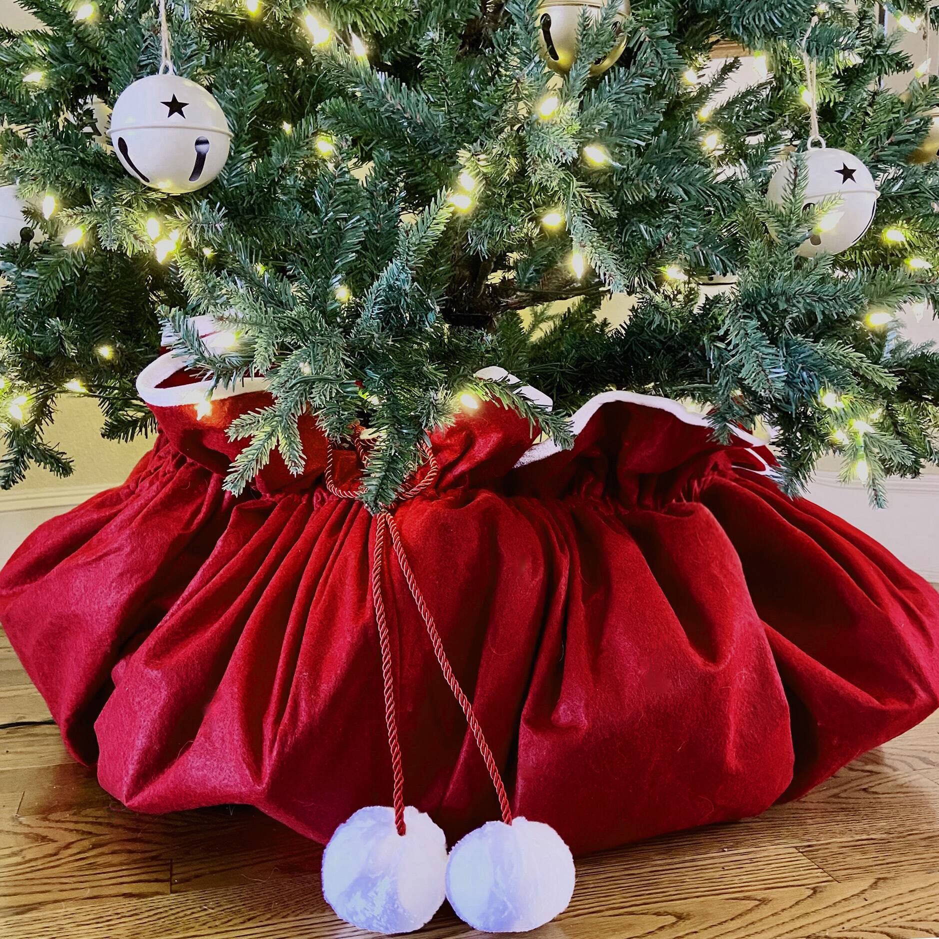 Haute Decor Santa&#x27;s Surprise&#x2122; 80&#x22; Red &#x26; White Christmas Hideaway Tree Skirt