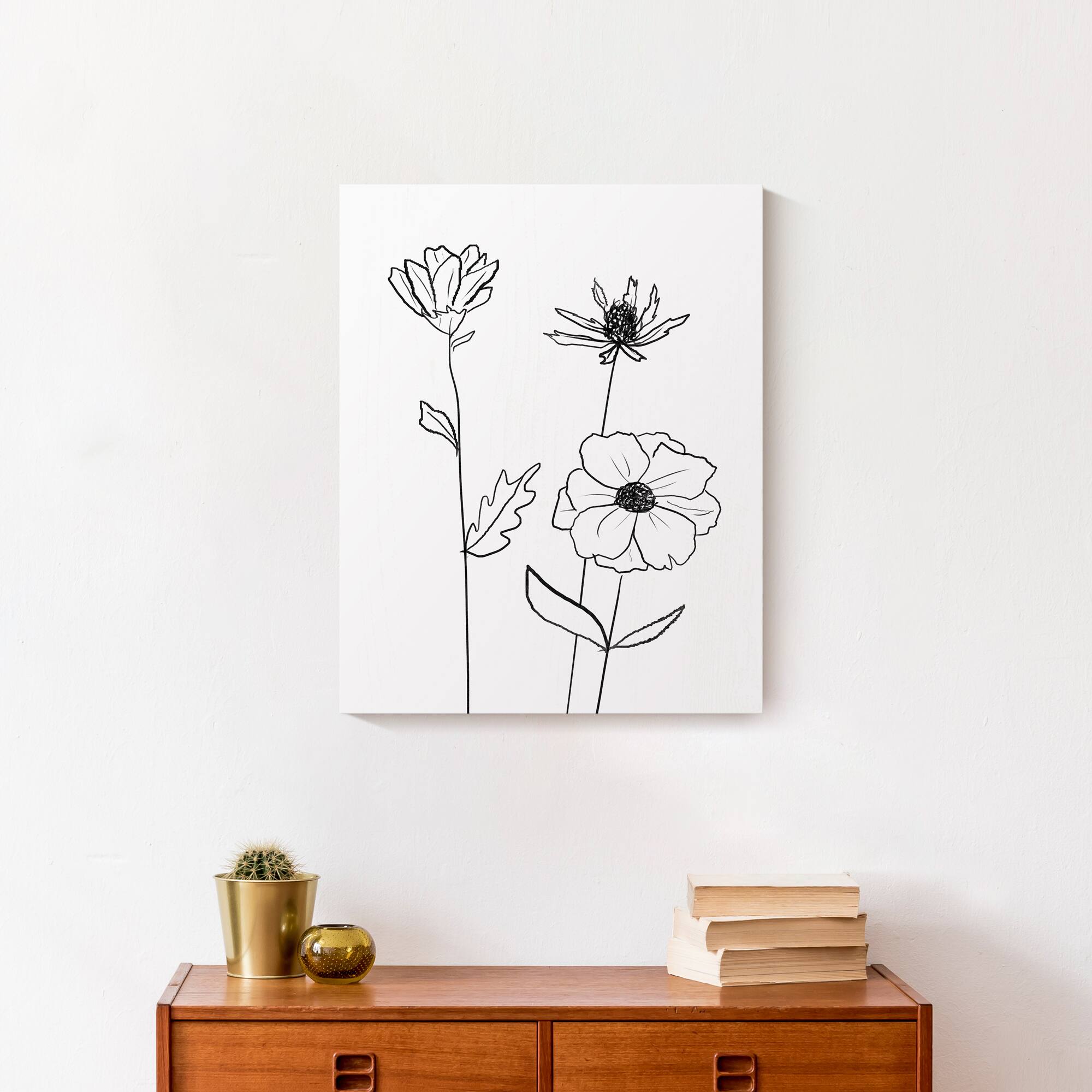Simple Floral Drawing Canvas Wall Art