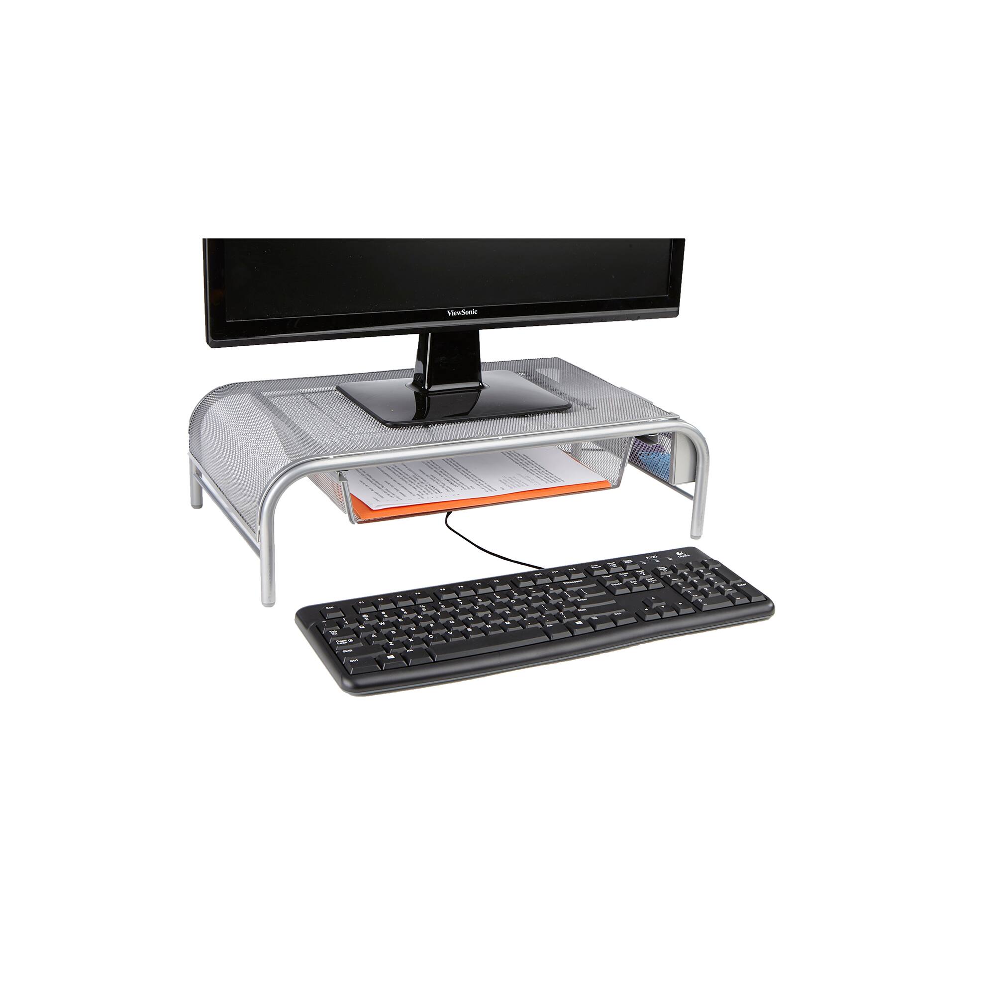 Mind Reader Metal Mesh Monitor Stand & Desk Organizer