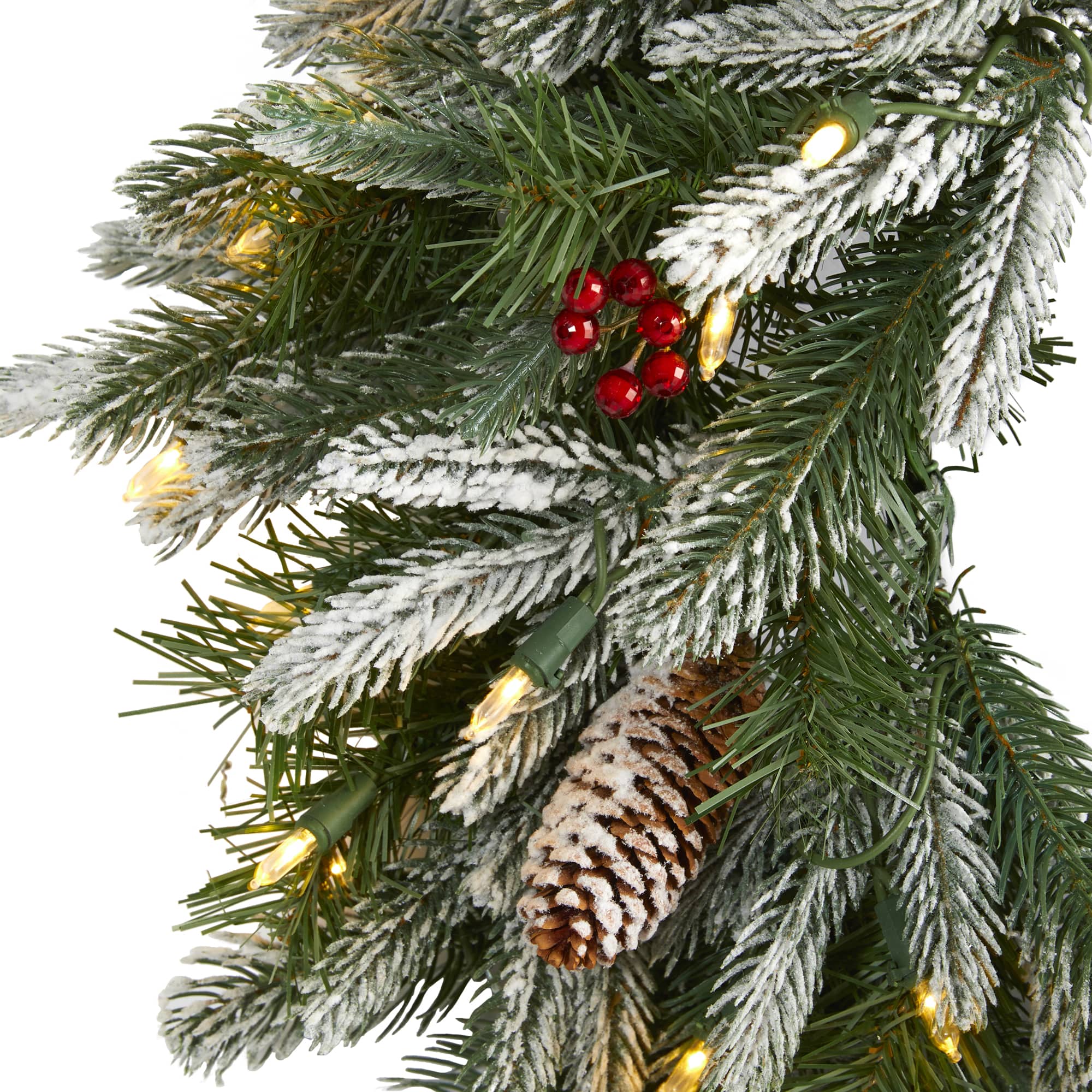 24" LED Snowed Pinecone Christmas Wreath