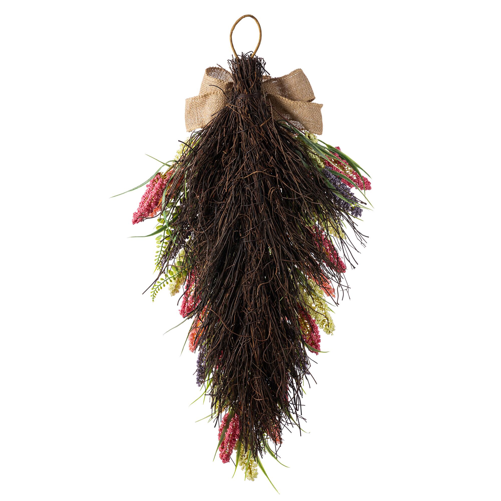 Glitzhome® 28" Pink, Purple & Yellow Mixed Heather Teardrop