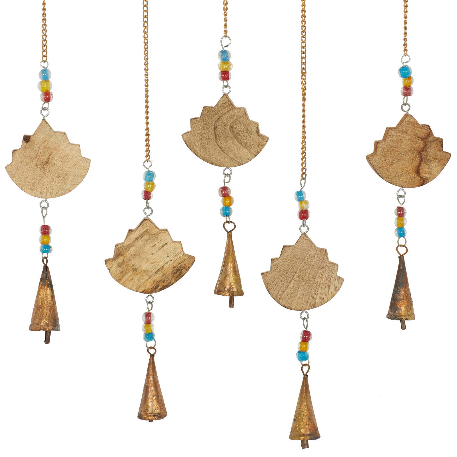 Gold Mango Wood Eclectic Style Windchime, 15" x 30"