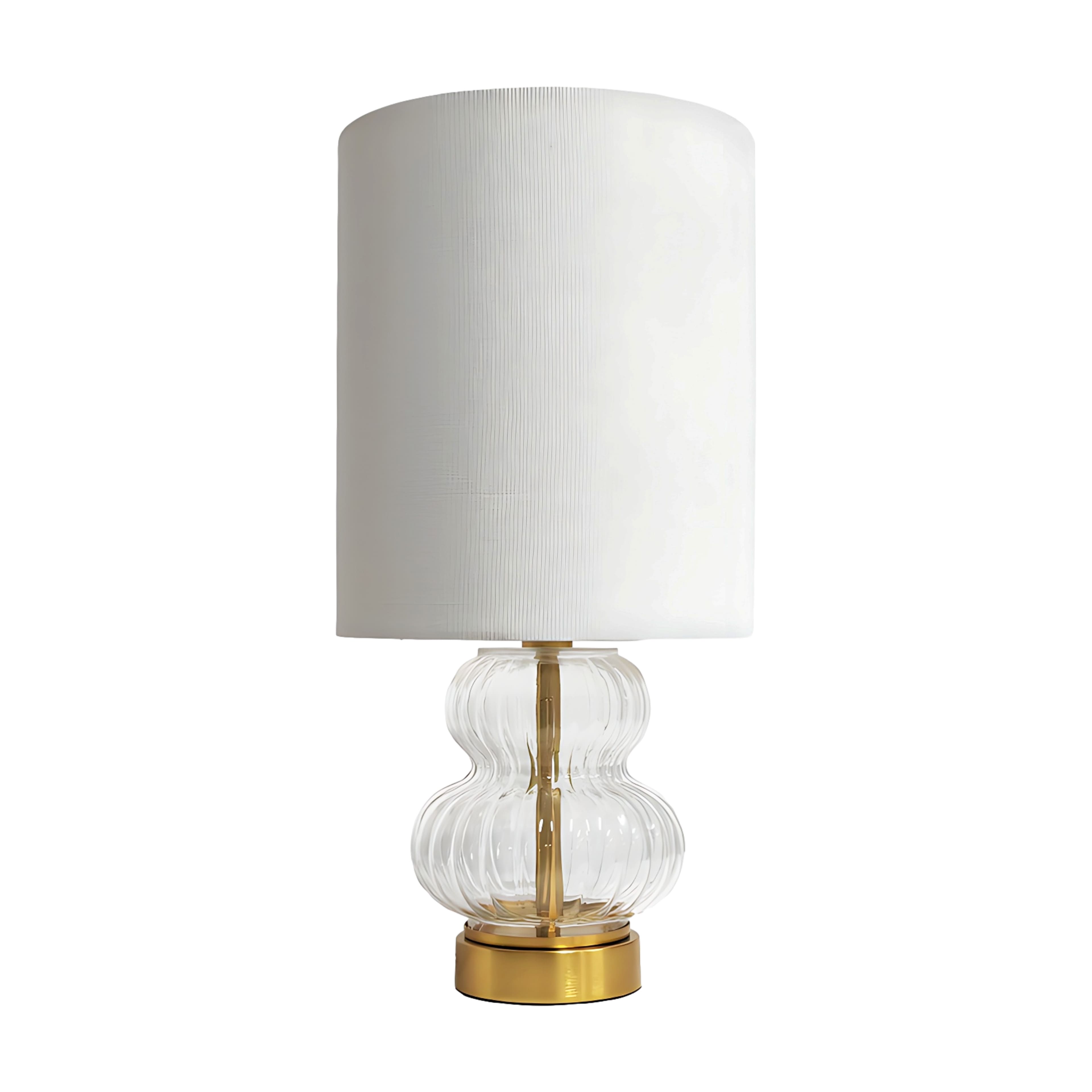 17.5&#x22; Gold &#x26; Clear Fluted Glass Tabletop Lamp with White Shade by Ashland&#xAE;