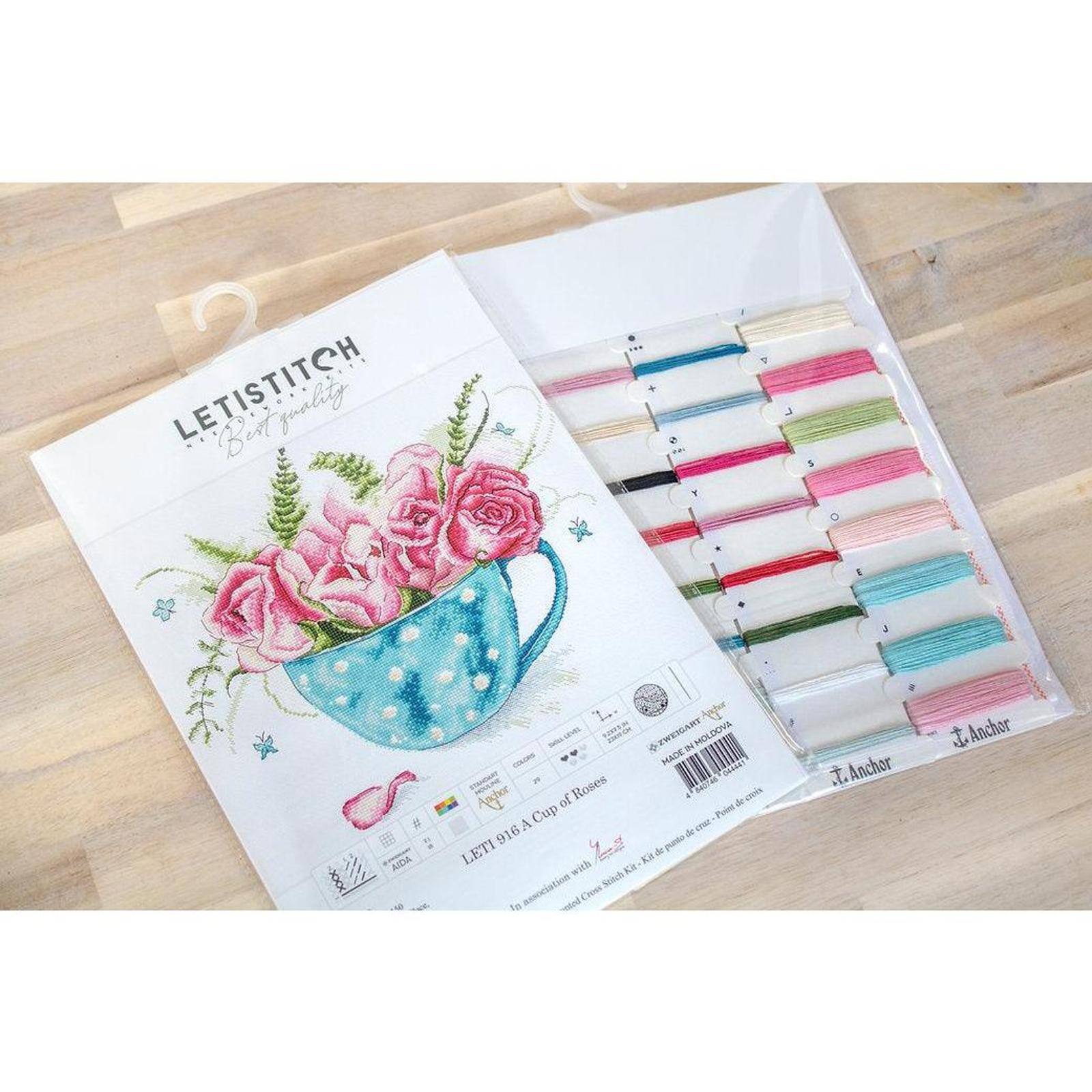 Letistitch A Cup Of Roses Counted Cross Stitch Kit
